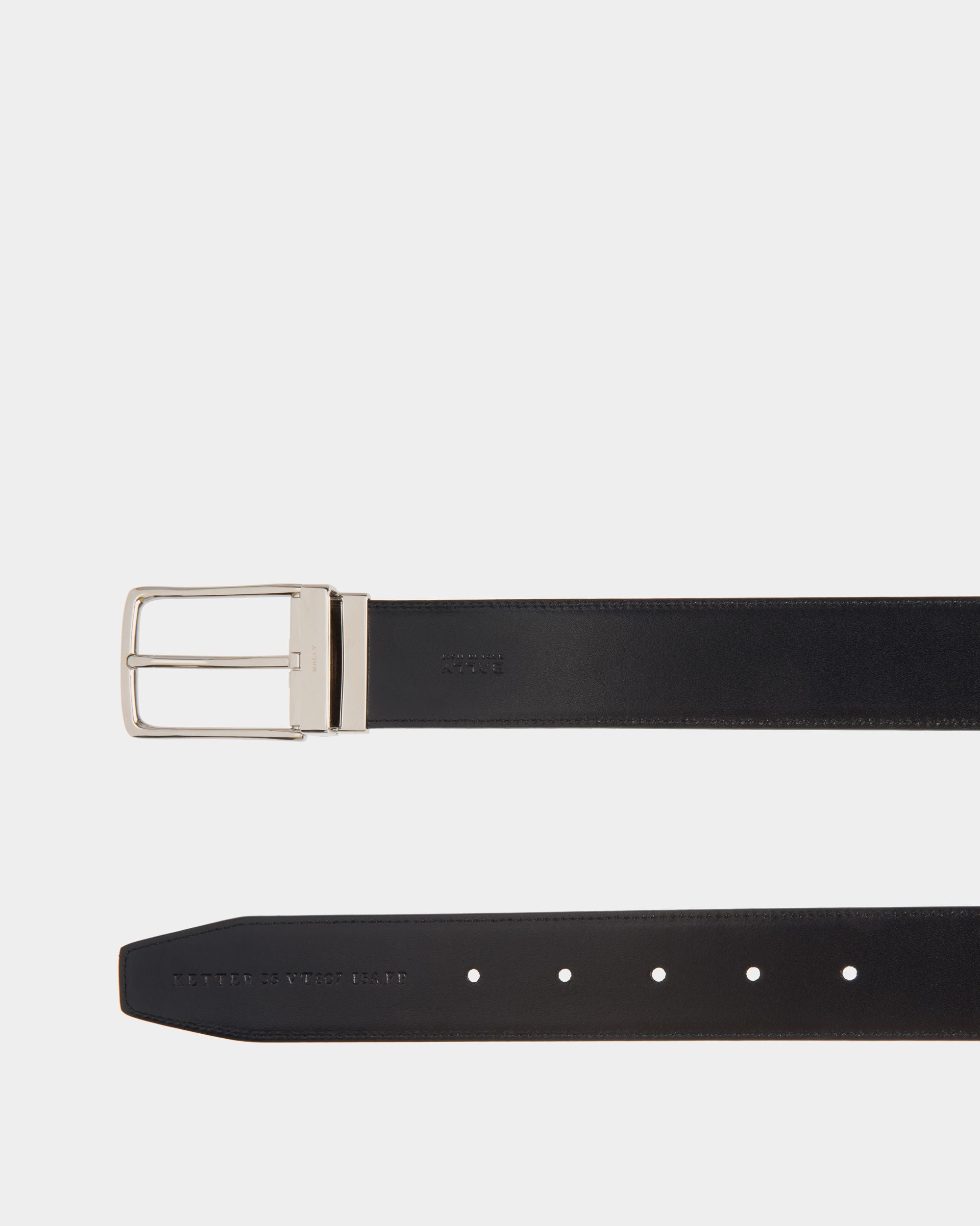 Ketter 35mm Reversible And Adjustable Belt in Navy Blue Leather - Men's - Bally - 03