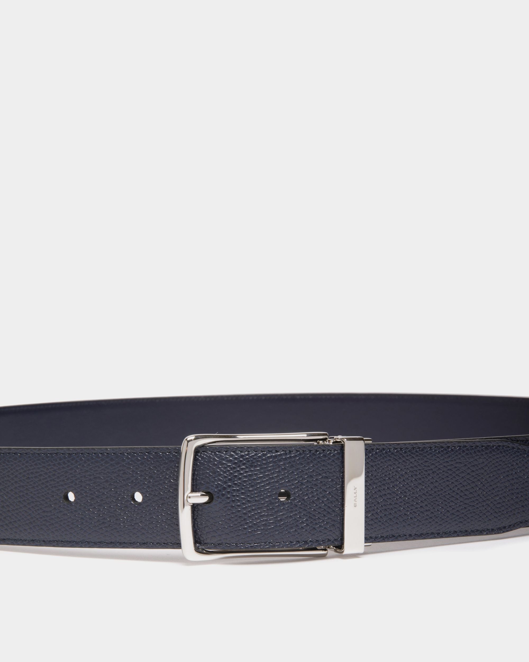 Ketter 35mm Reversible And Adjustable Belt in Navy Blue Leather - Men's - Bally - 04