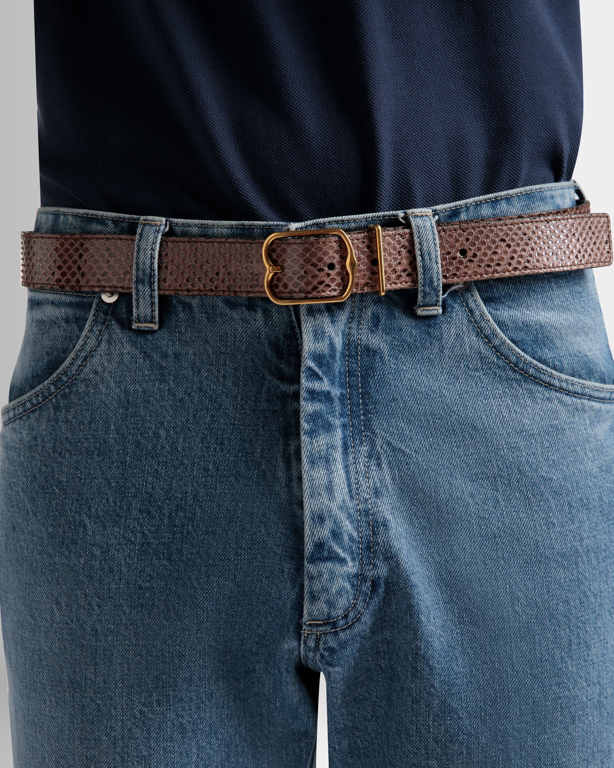 Emblem Buckle 35mm Belt In Black Leather - Men's - Bally - 03