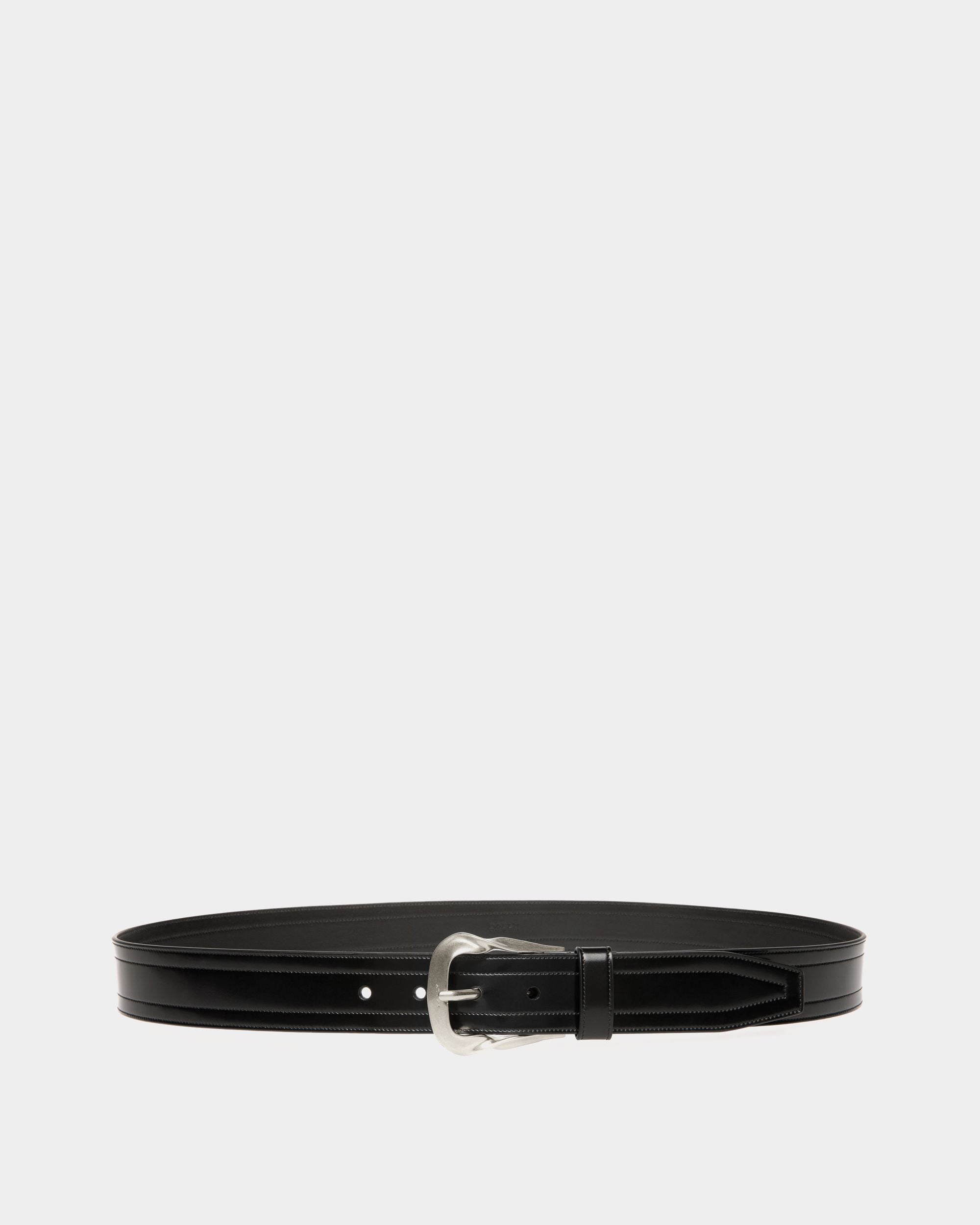 Emblem Buckle 35mm Belt In Black Leather - Men's - Bally - 01