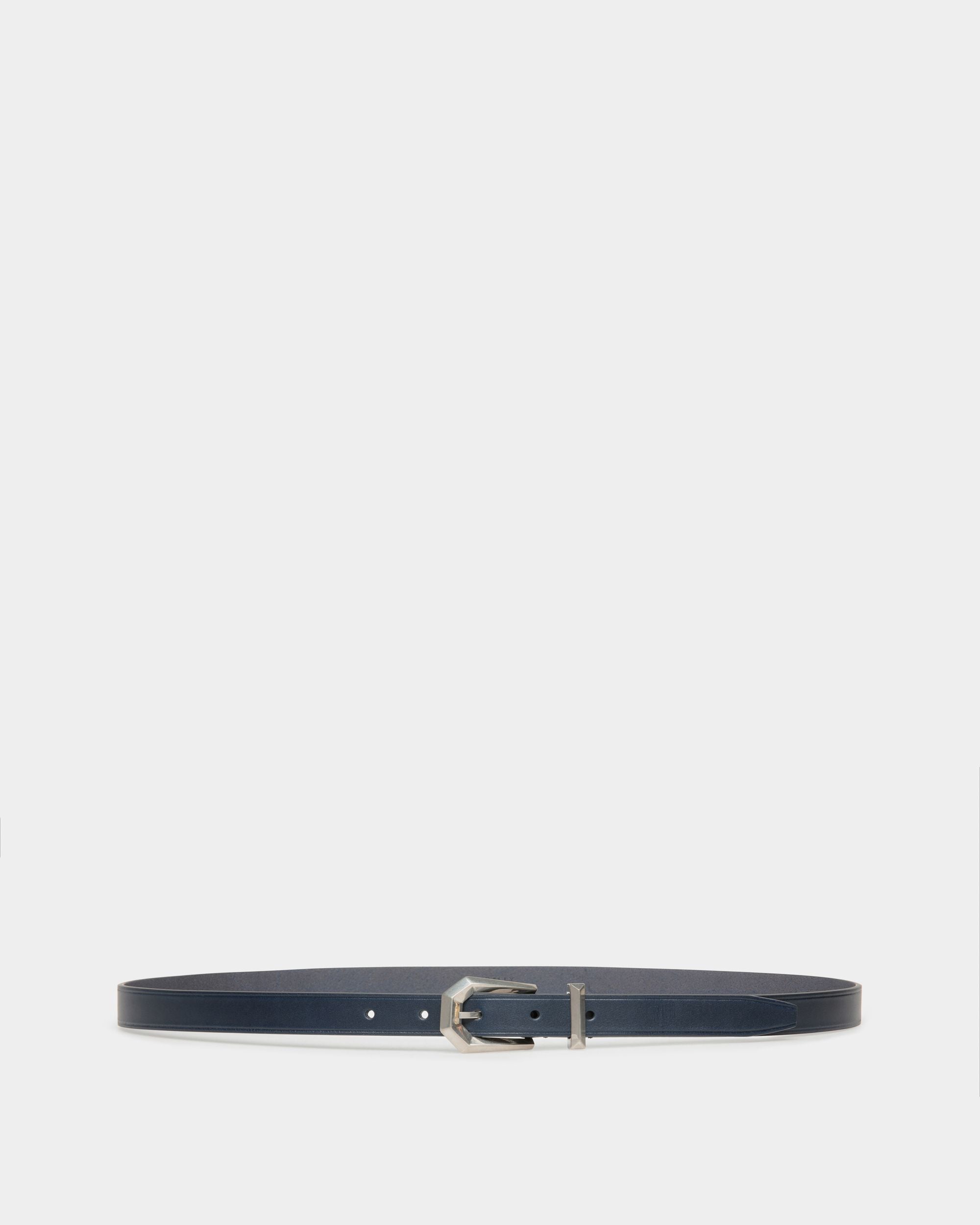 Prisma 20mm Belt in Navy Blue Leather - Men's - Bally - 01