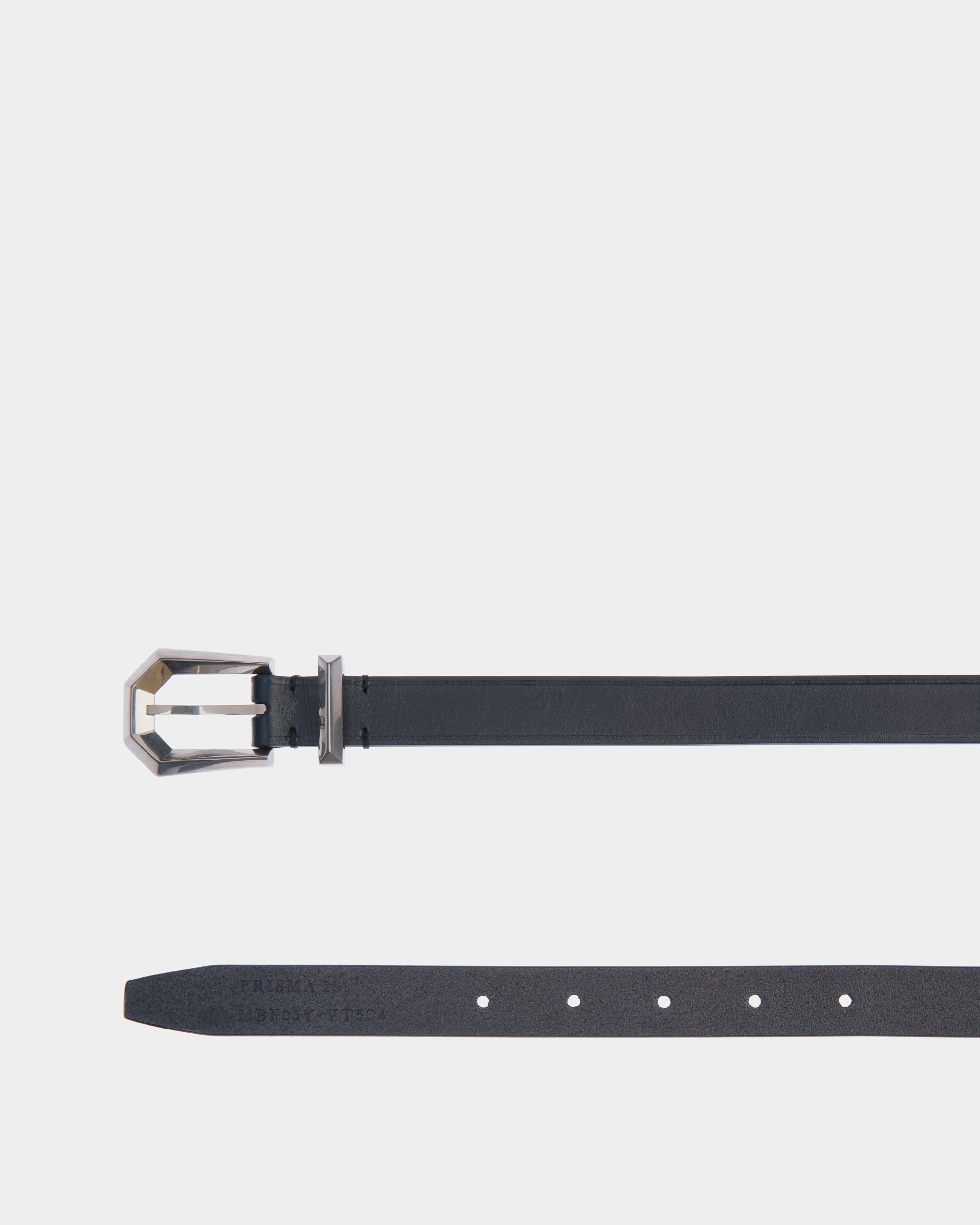 Prisma 20mm Belt in Navy Blue Leather - Men's - Bally - 02