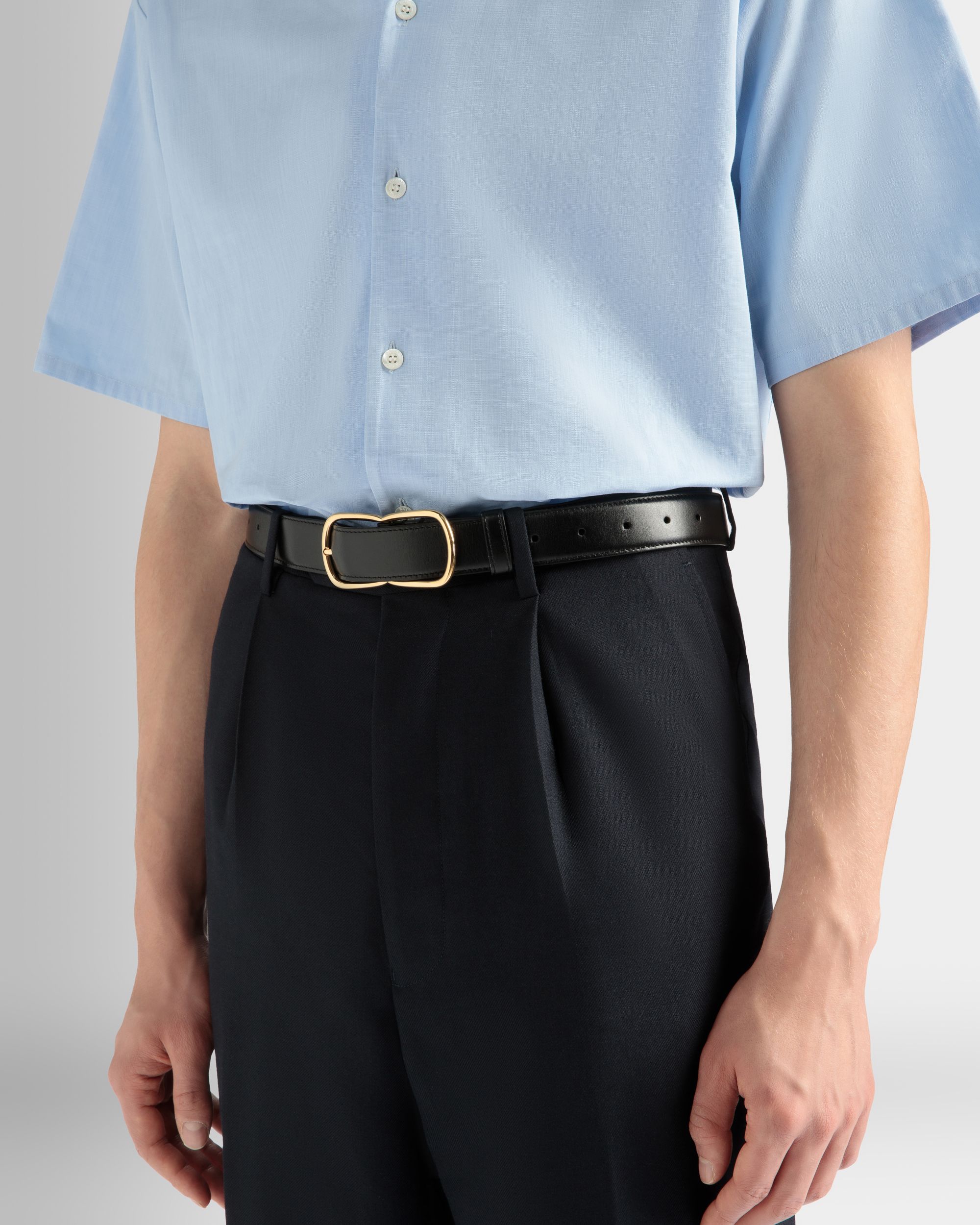 Loto 30mm Belt in Black Leather - Men's - Bally - 04