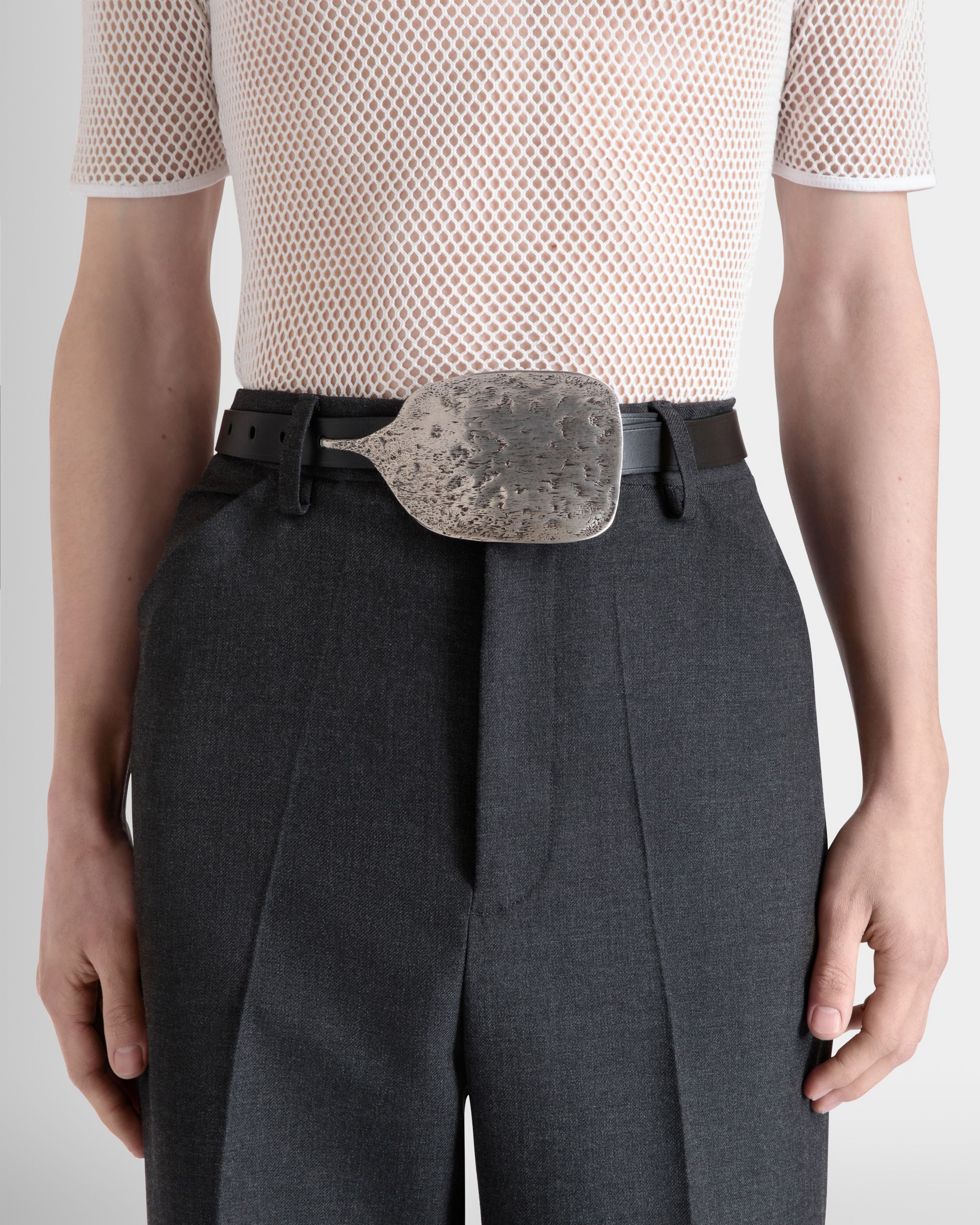 Swissness Belt in Black Leather - Men's - Bally - 04