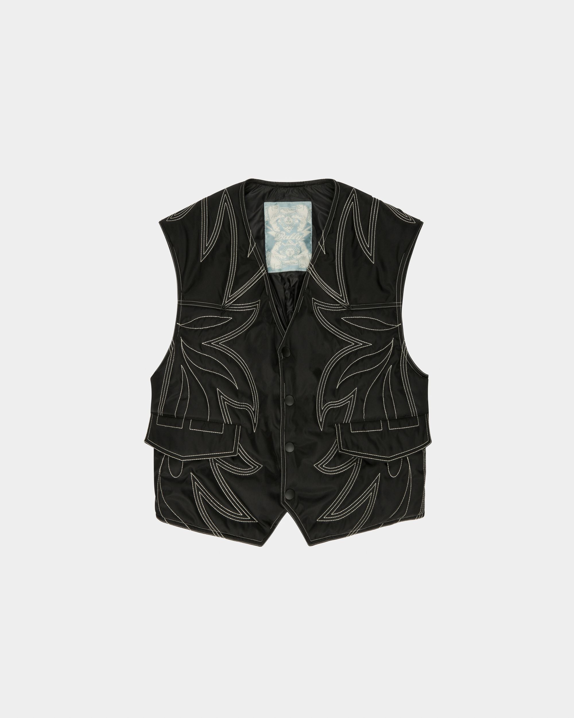 Recycled Nylon Gilet In Black - Men's - Bally - 01