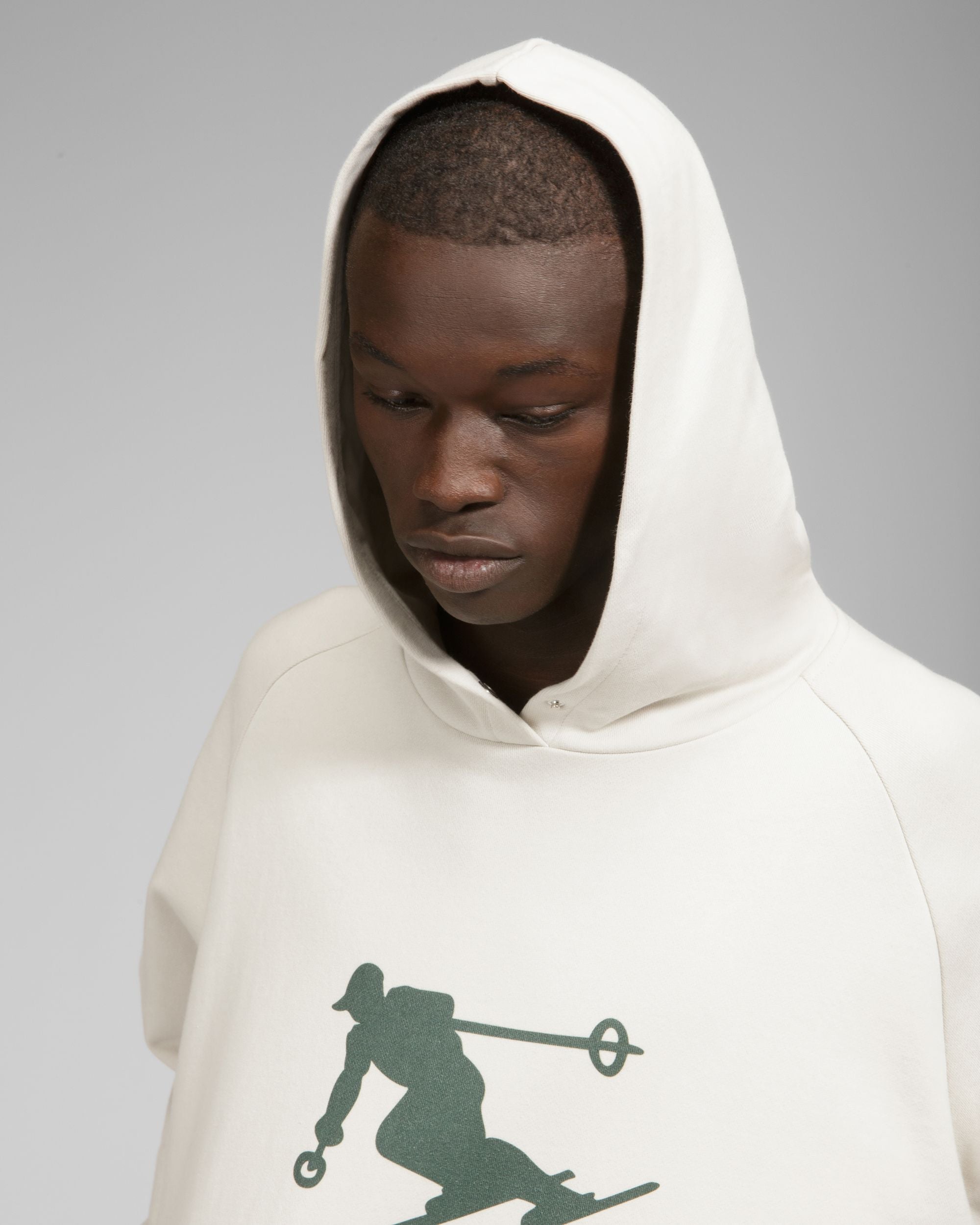 Curling Collection Hoodie in Grey Cotton with a Ski Aspen Print - Men's - Bally - 04