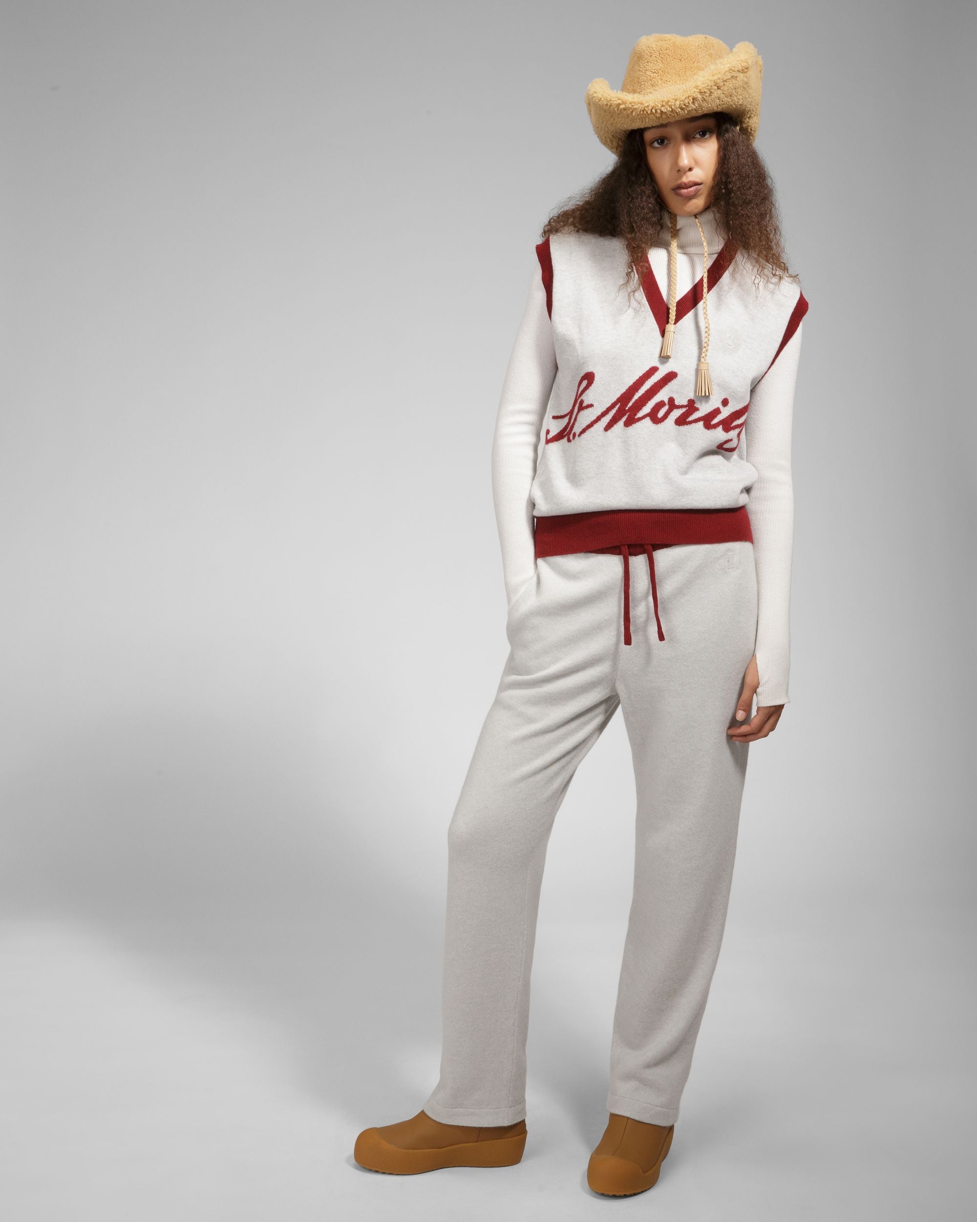 Curling Collection Pants in Light Grey and Red Cashmere - Men's - Bally - 02