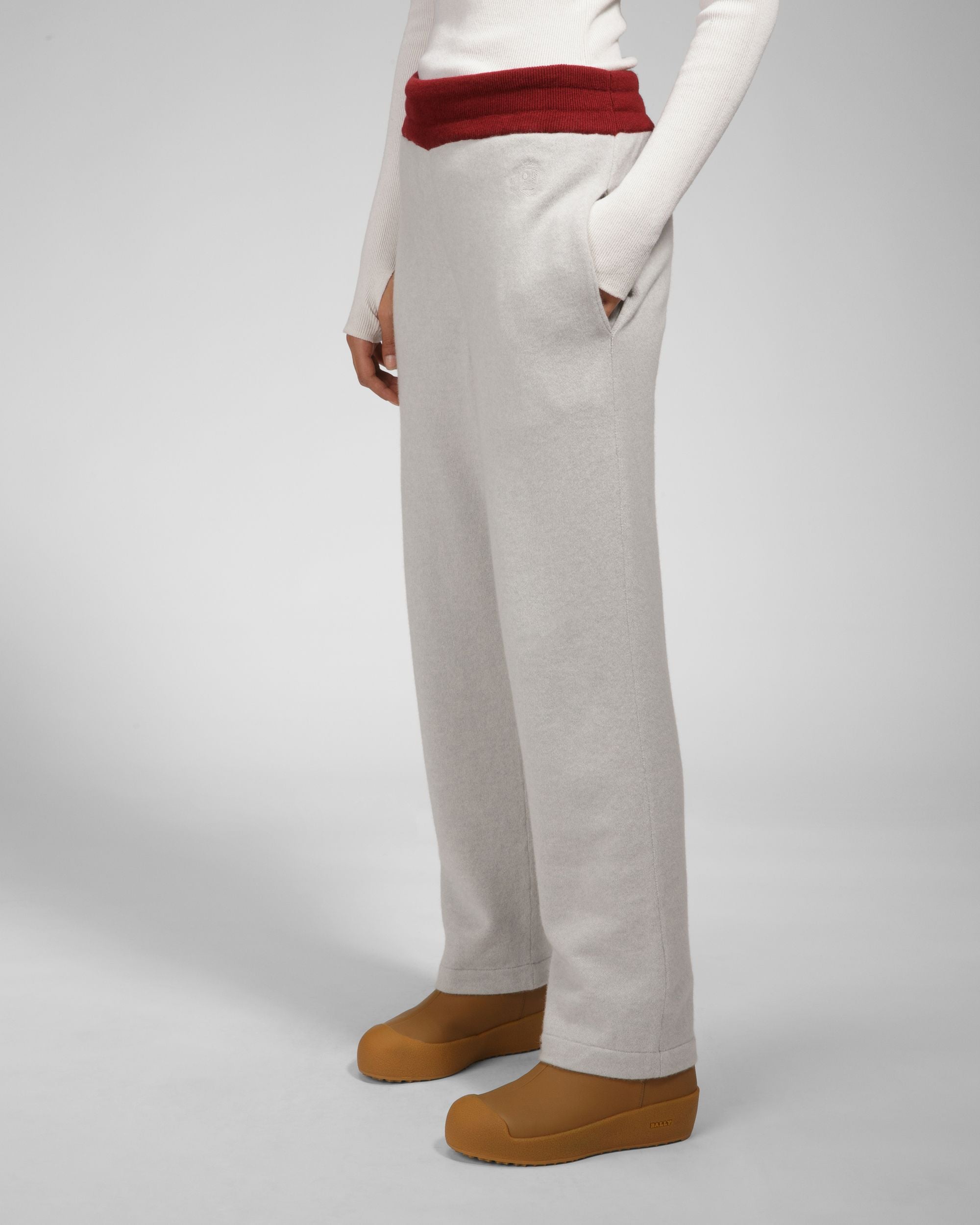 Curling Collection Pants in Light Grey and Red Cashmere - Men's - Bally - 03