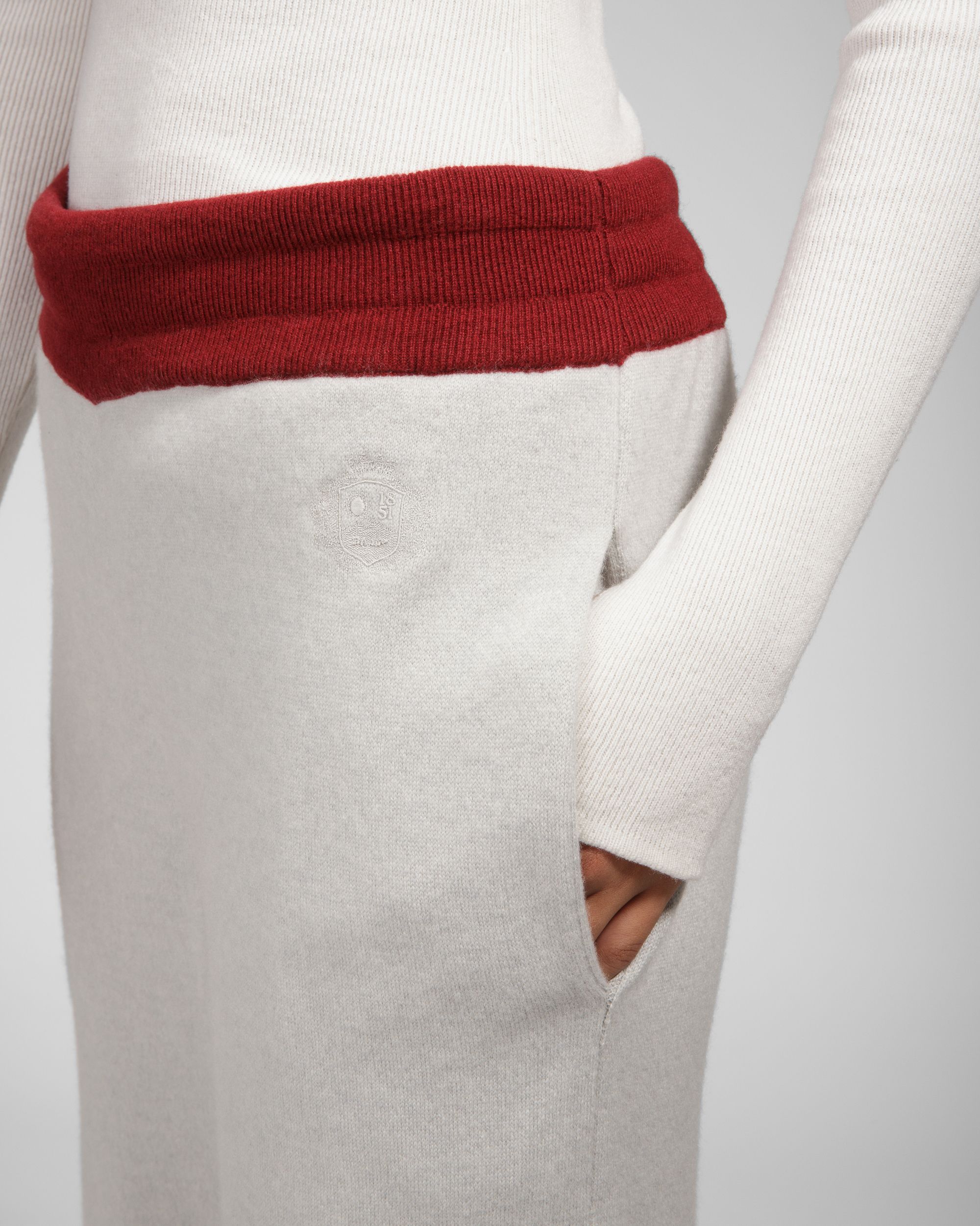 Curling Collection Pants in Light Grey and Red Cashmere - Men's - Bally - 05