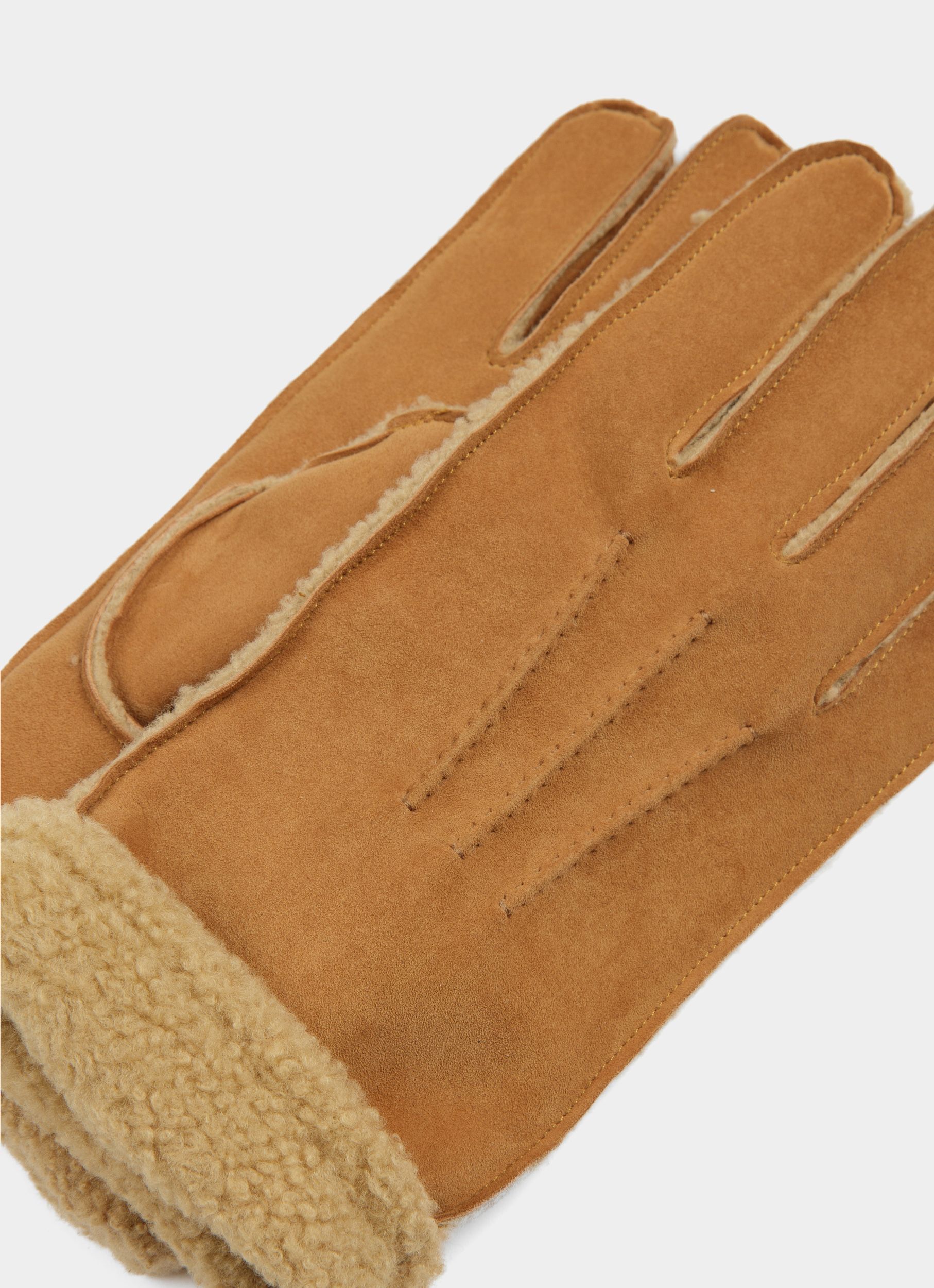 Shearling Gloves In Desert Leather - Men's - Bally - 02