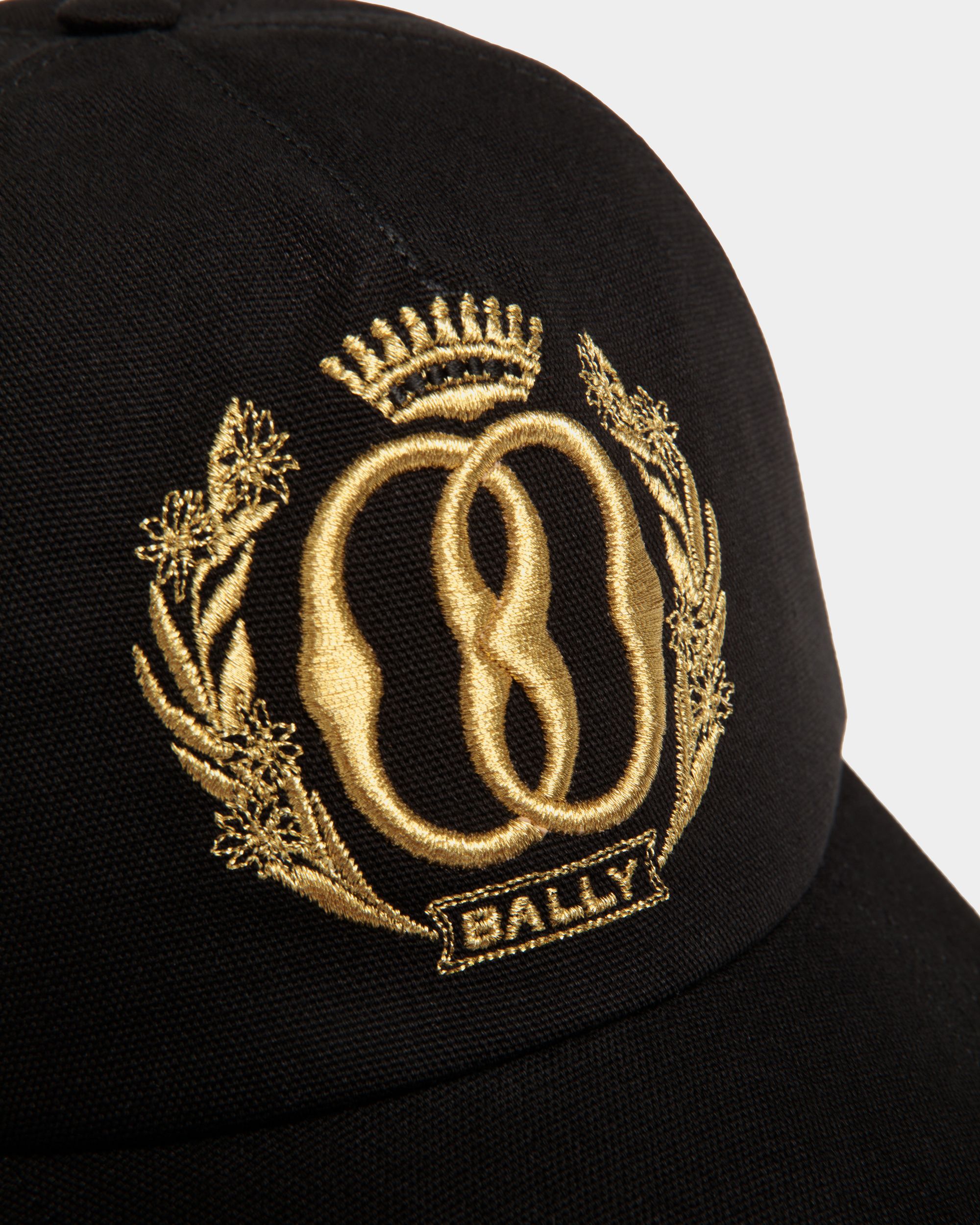 Baseball Hat in Black Cotton with Emblem Embroidery - Men's - Bally - 03