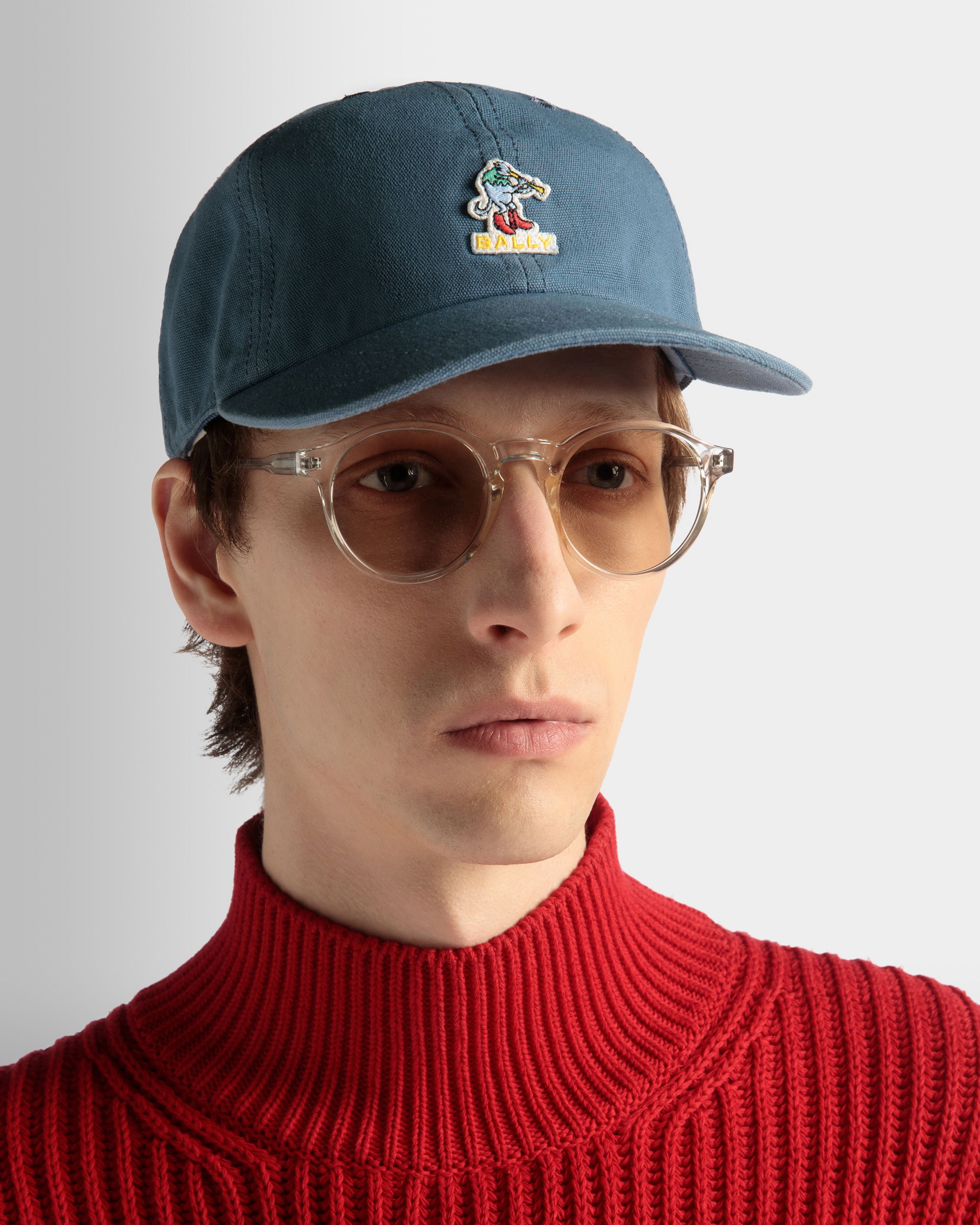 Baseball Hat in Light Blue Cotton - Men's - Bally - 02