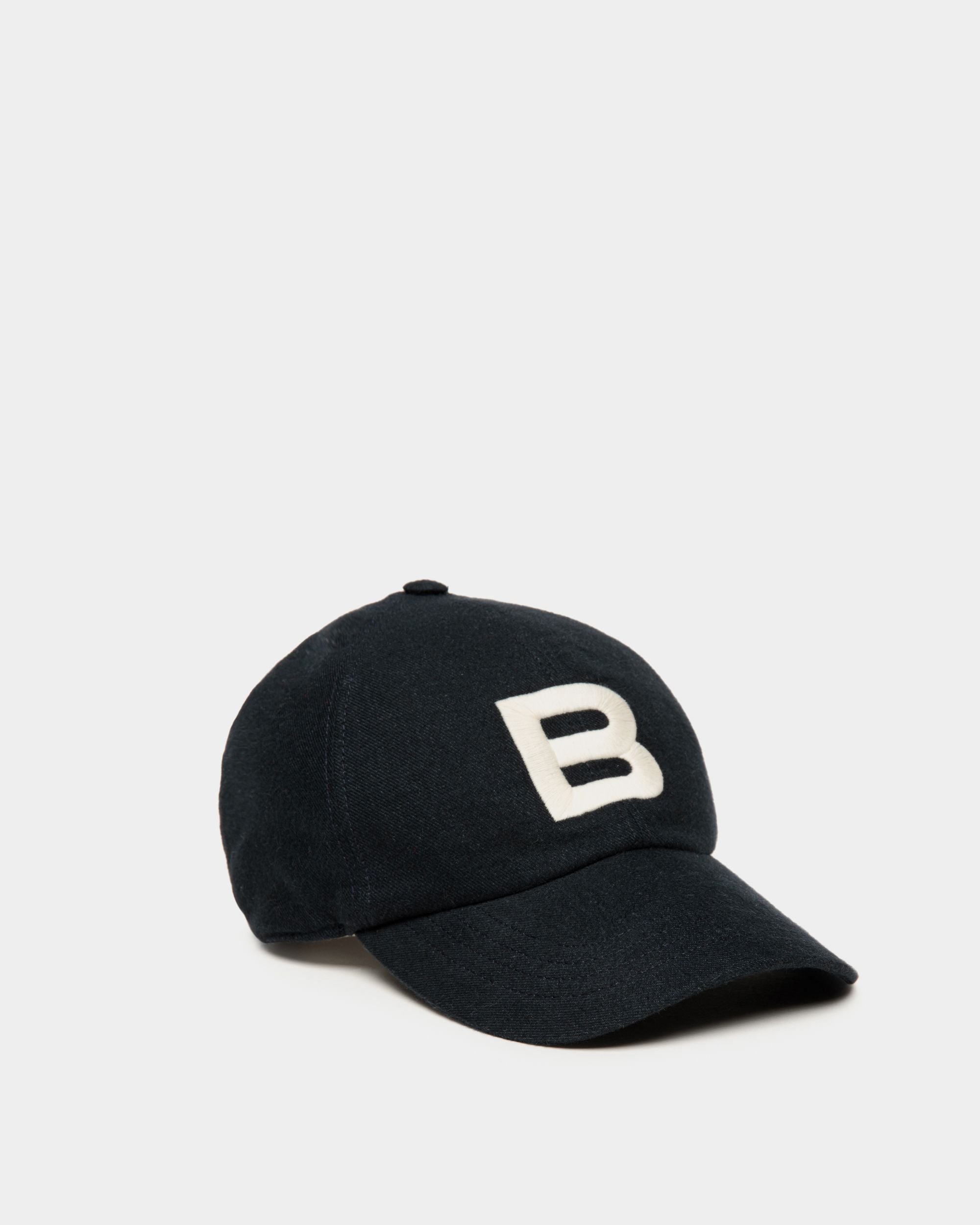 Baseball Hat With Logo In Navy Blue Cotton - Men's - Bally - 01