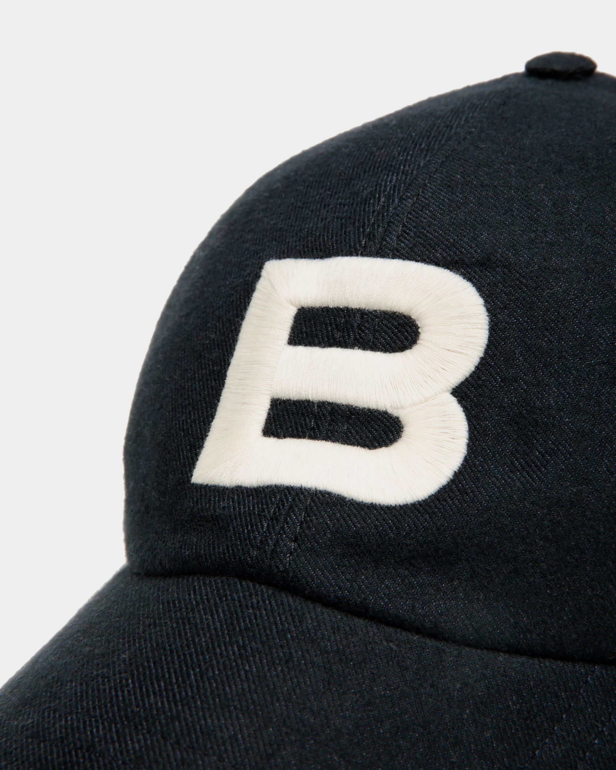 Baseball Hat With Logo In Navy Blue Cotton - Men's - Bally - 03