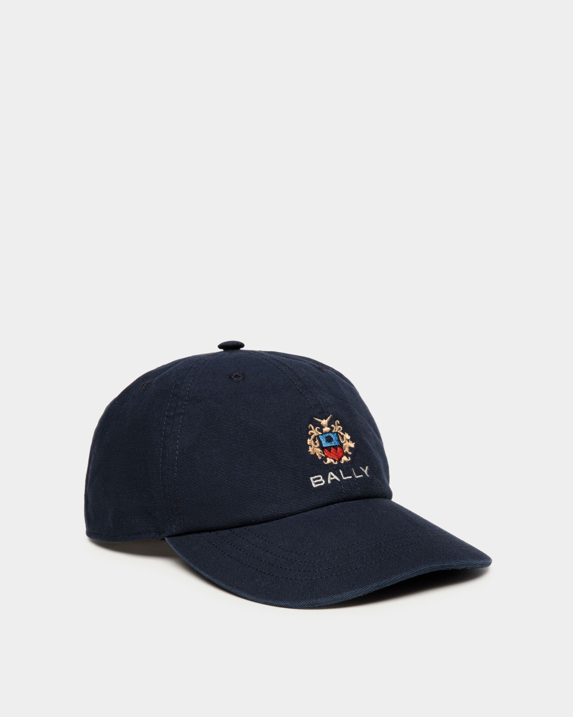 Baseball Hat With a Bally Crest Logo In Navy Blue Cotton - Men's - Bally - 01