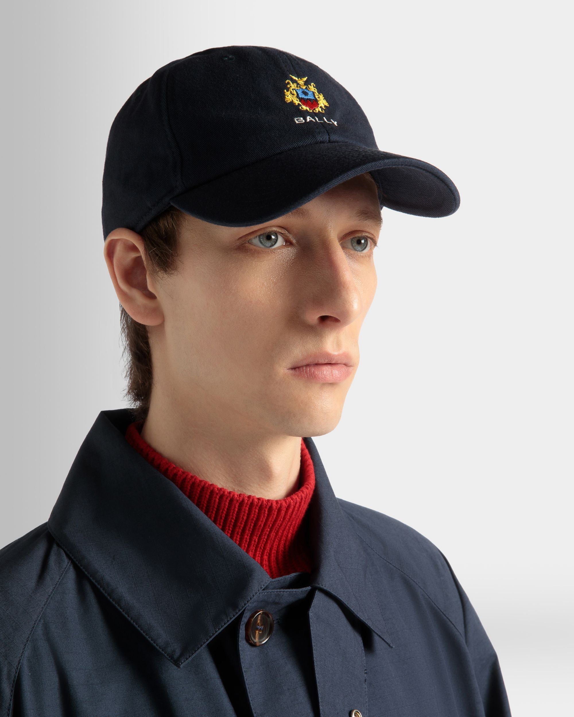 Baseball Hat in Navy Blue Cotton - Men's - Bally - 02