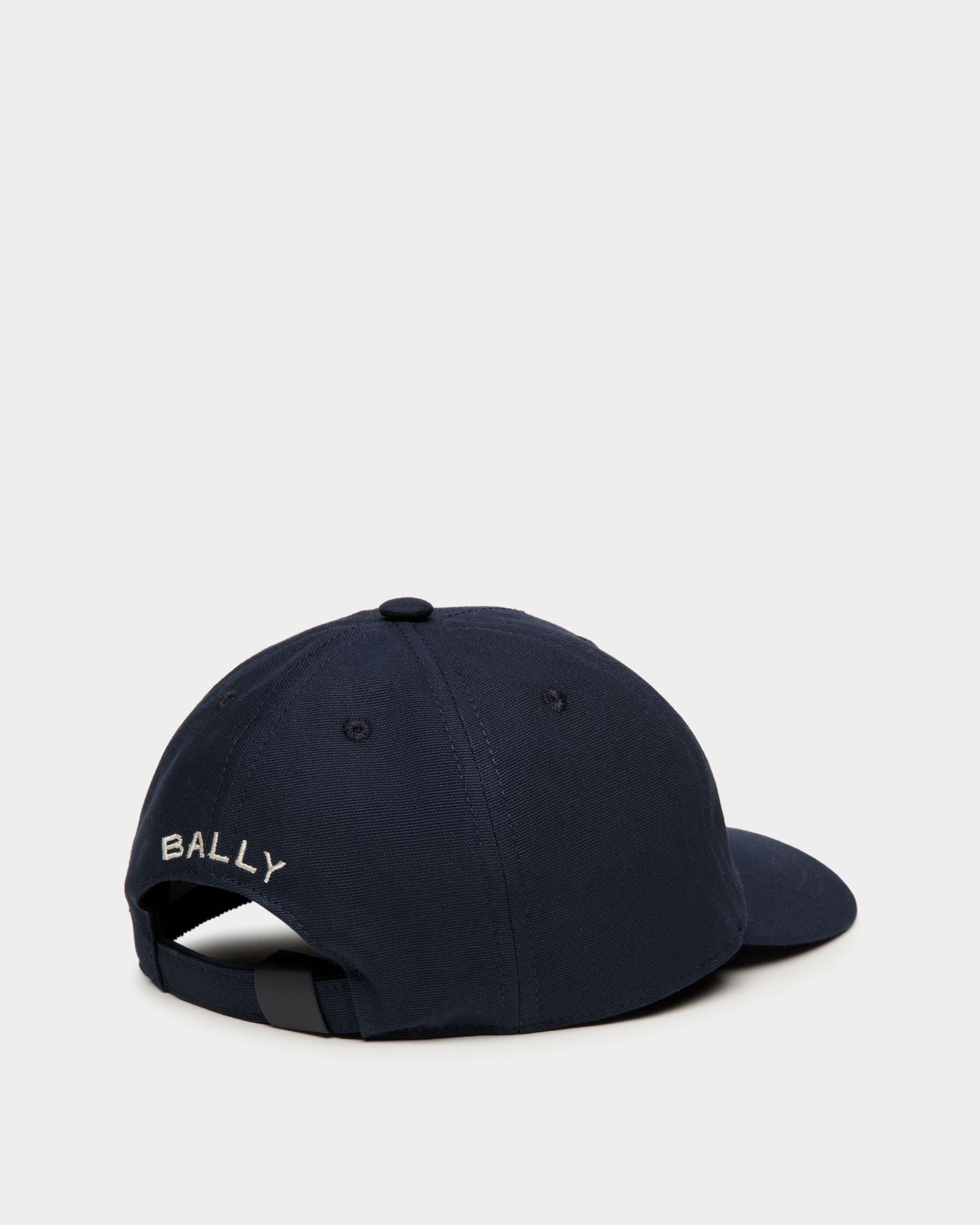 Baseball Hat With Mountain Flowers In Navy Blue Cotton - Men's - Bally - 03