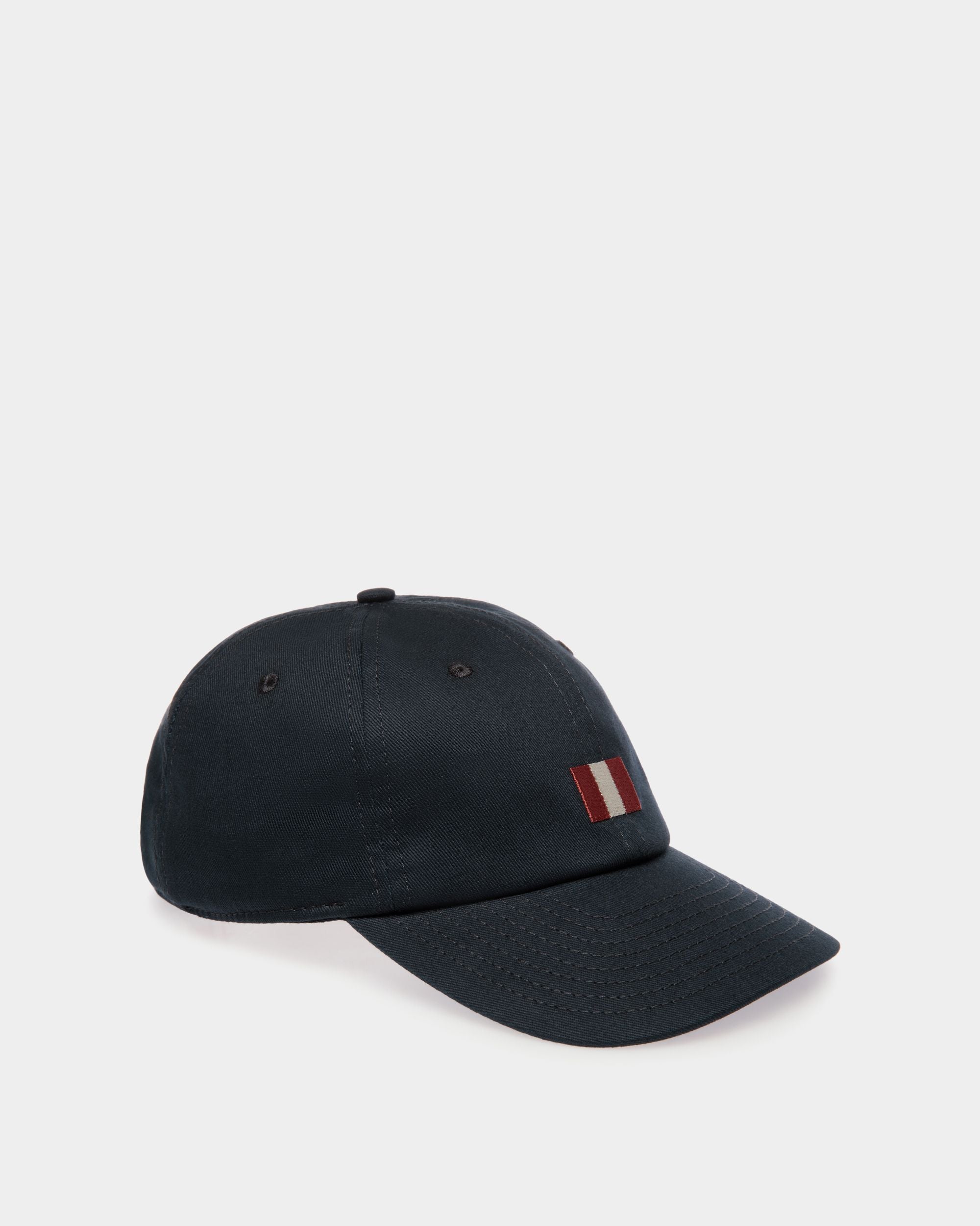 Baseball Hat With a Bally Flag in Navy Blue Cotton - Men's - Bally - 01