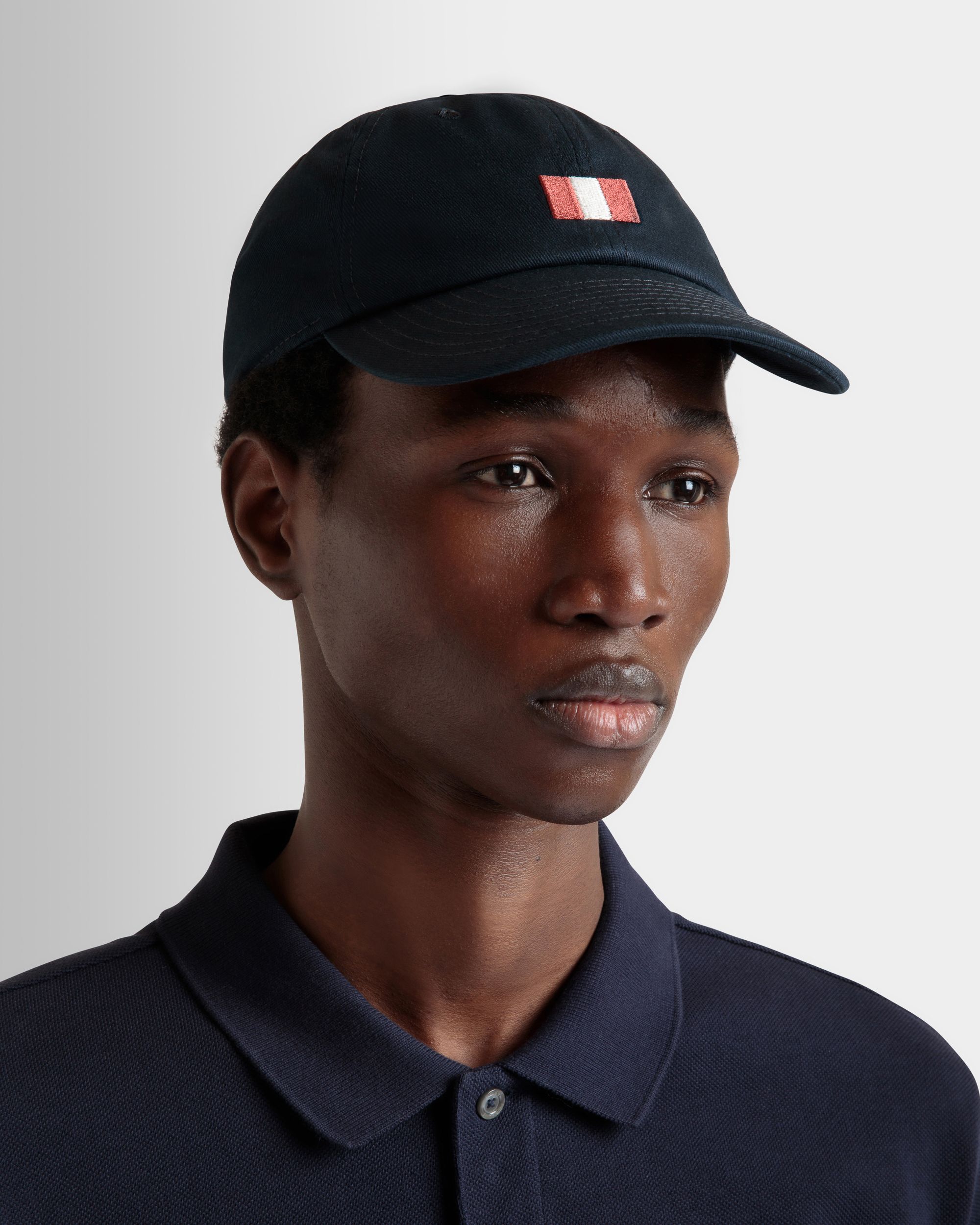 Baseball Hat With a Bally Flag in Navy Blue Cotton - Men's - Bally - 02