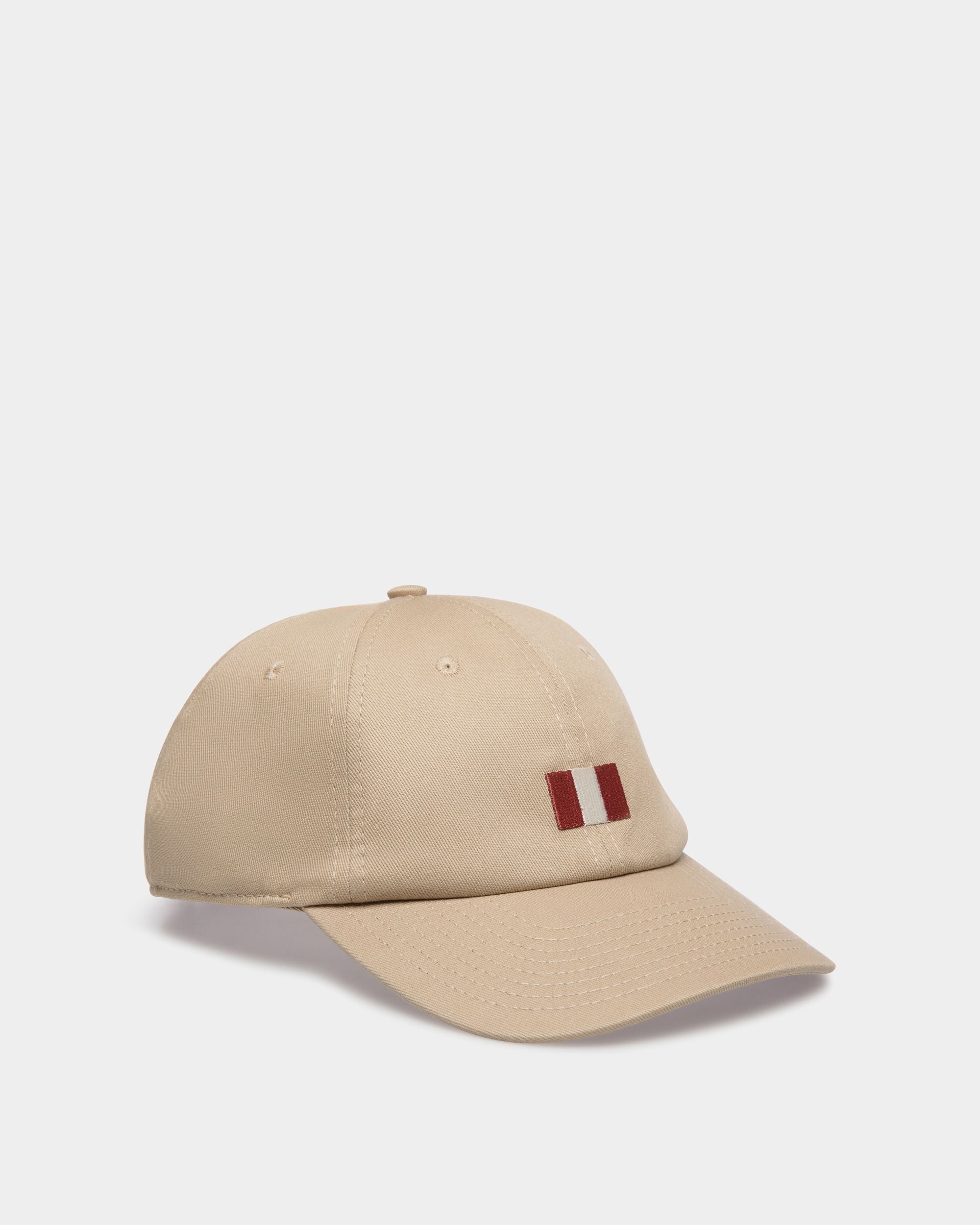 Baseball Hat With a Bally Flag in Beige Cotton - Men's - Bally - 01