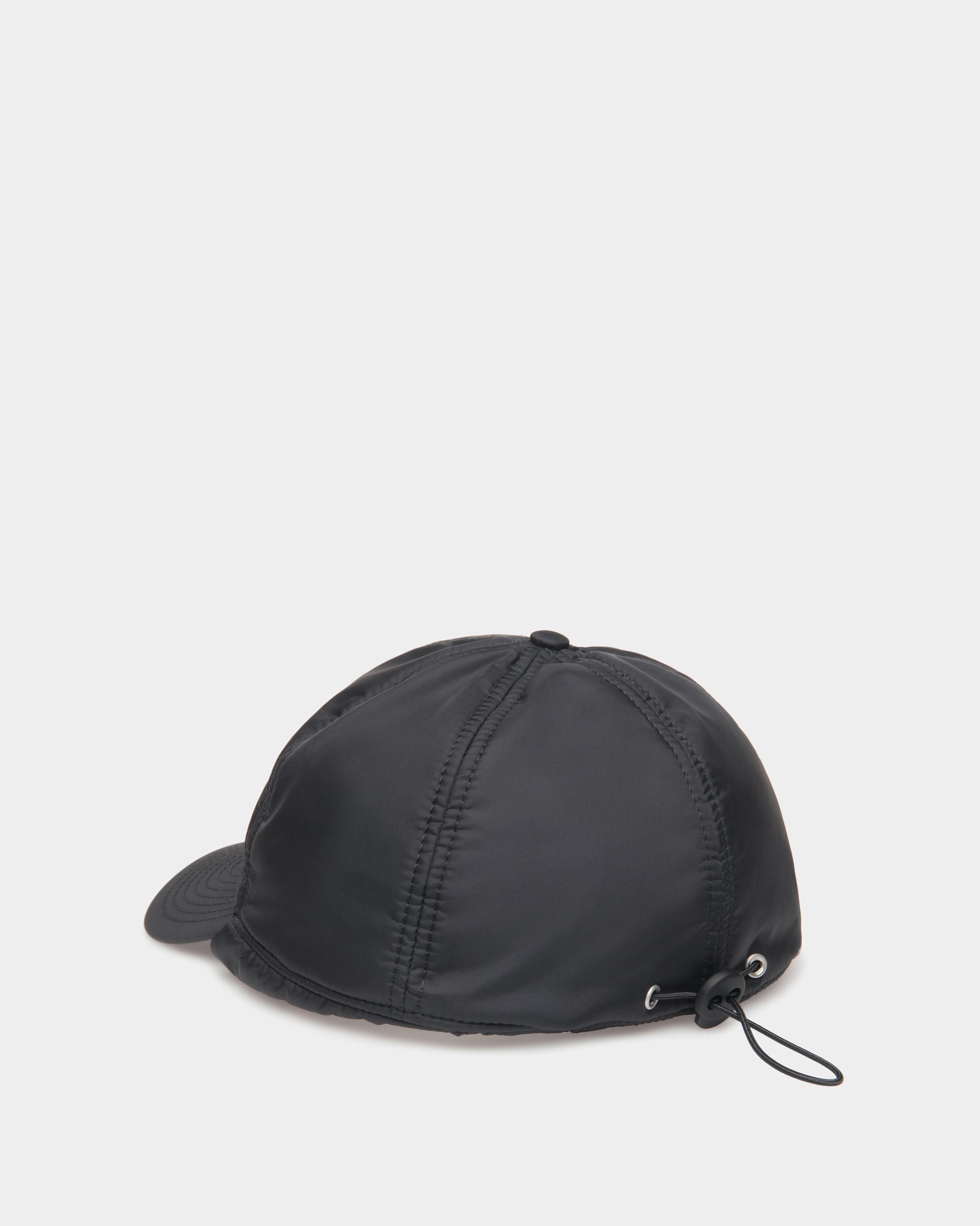 Winter Capsule Aviator Hat With Alpine Flowers in Black Recycled Nylon - Men's - Bally - 03