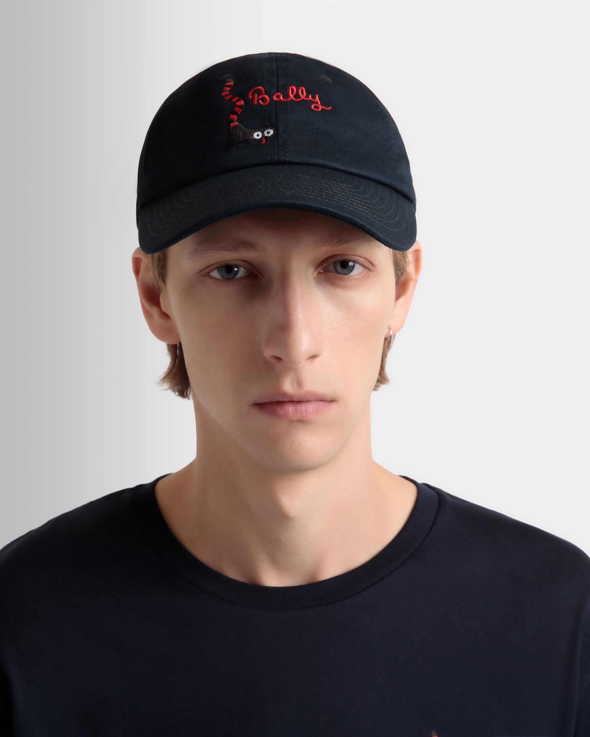Baseball Hat in Navy Blue Cotton - Men's - Bally - 02