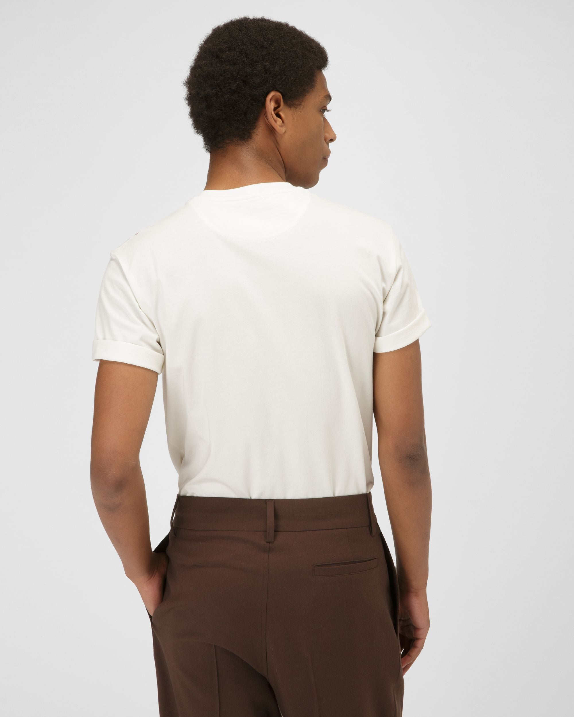 Organic Cotton T-Shirt In Bone - Men's - Bally - 05