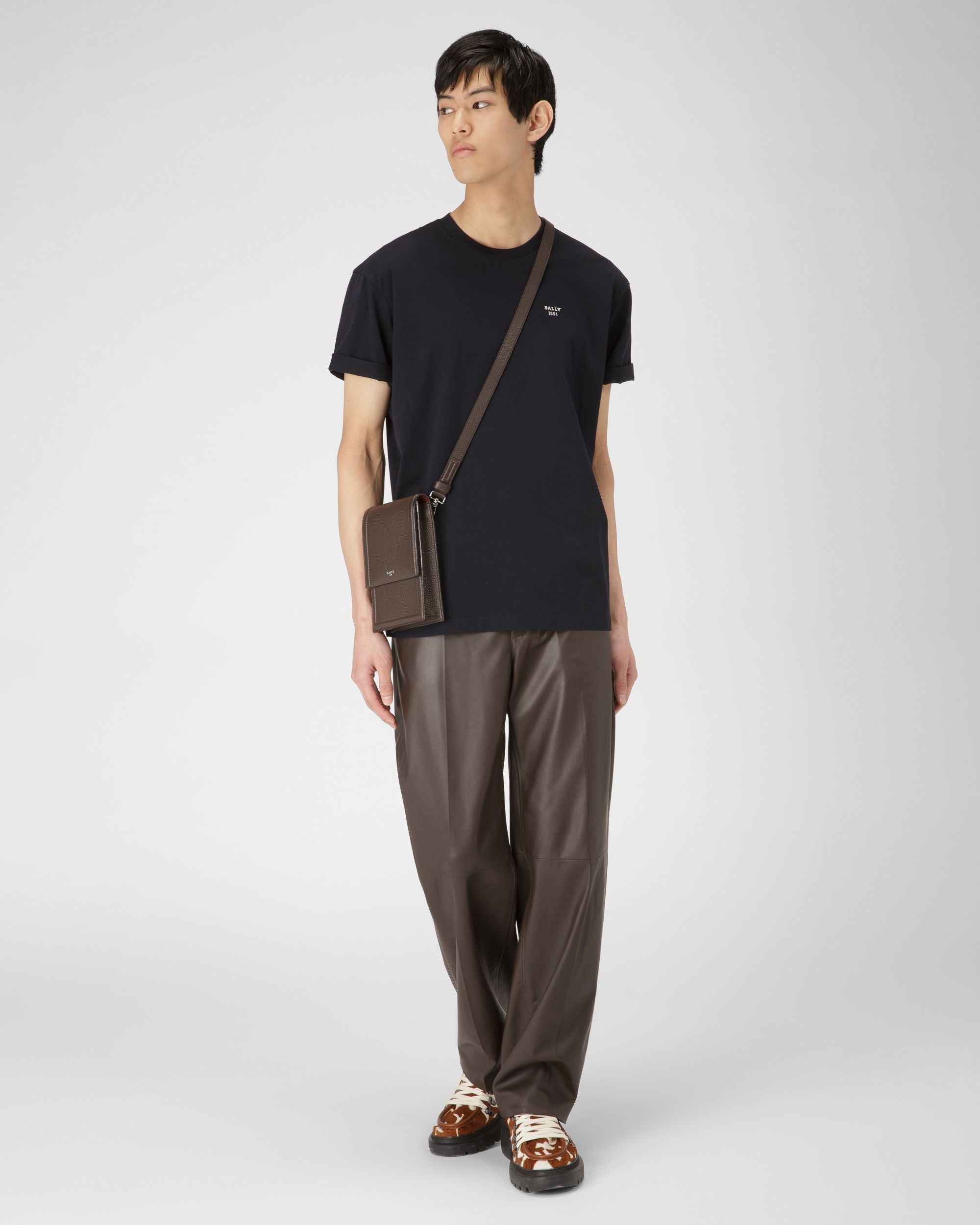 Organic Cotton T-Shirt In Navy - Men's - Bally - 05
