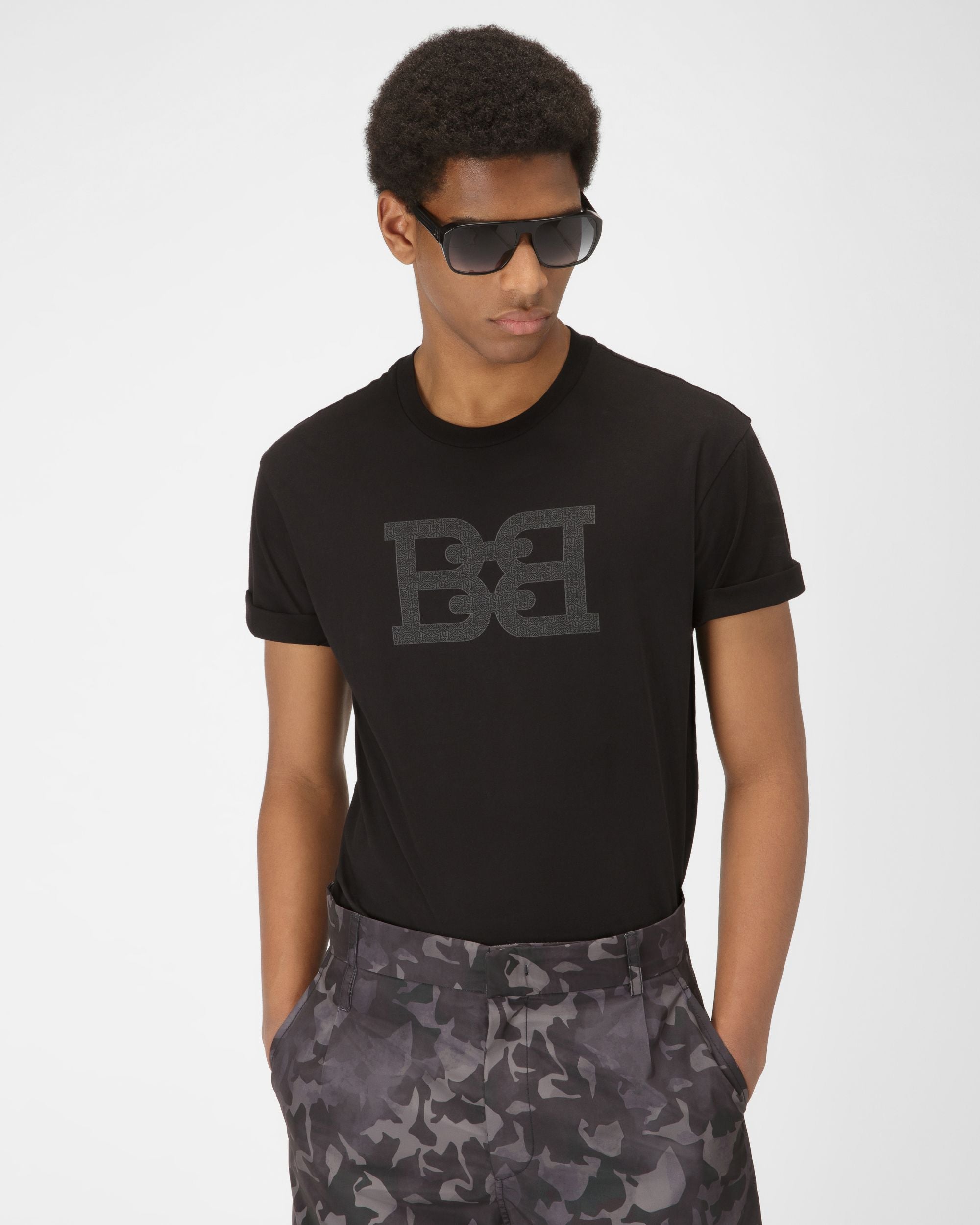 Organic Cotton T-Shirt In Black - Men's - Bally - 01