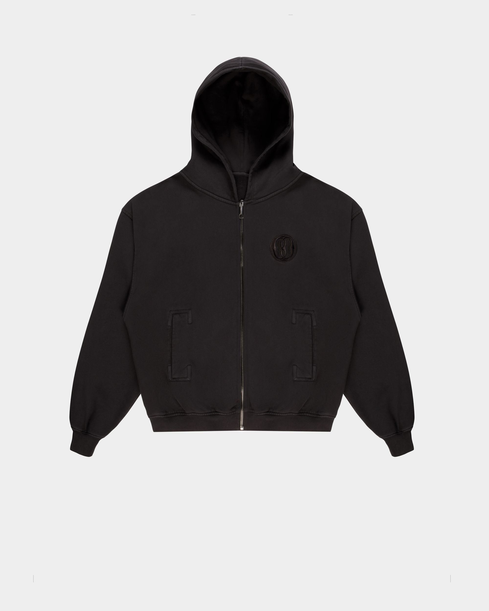 Cotton Zipped Hooded Sweater In Black - Men's - Bally - 01