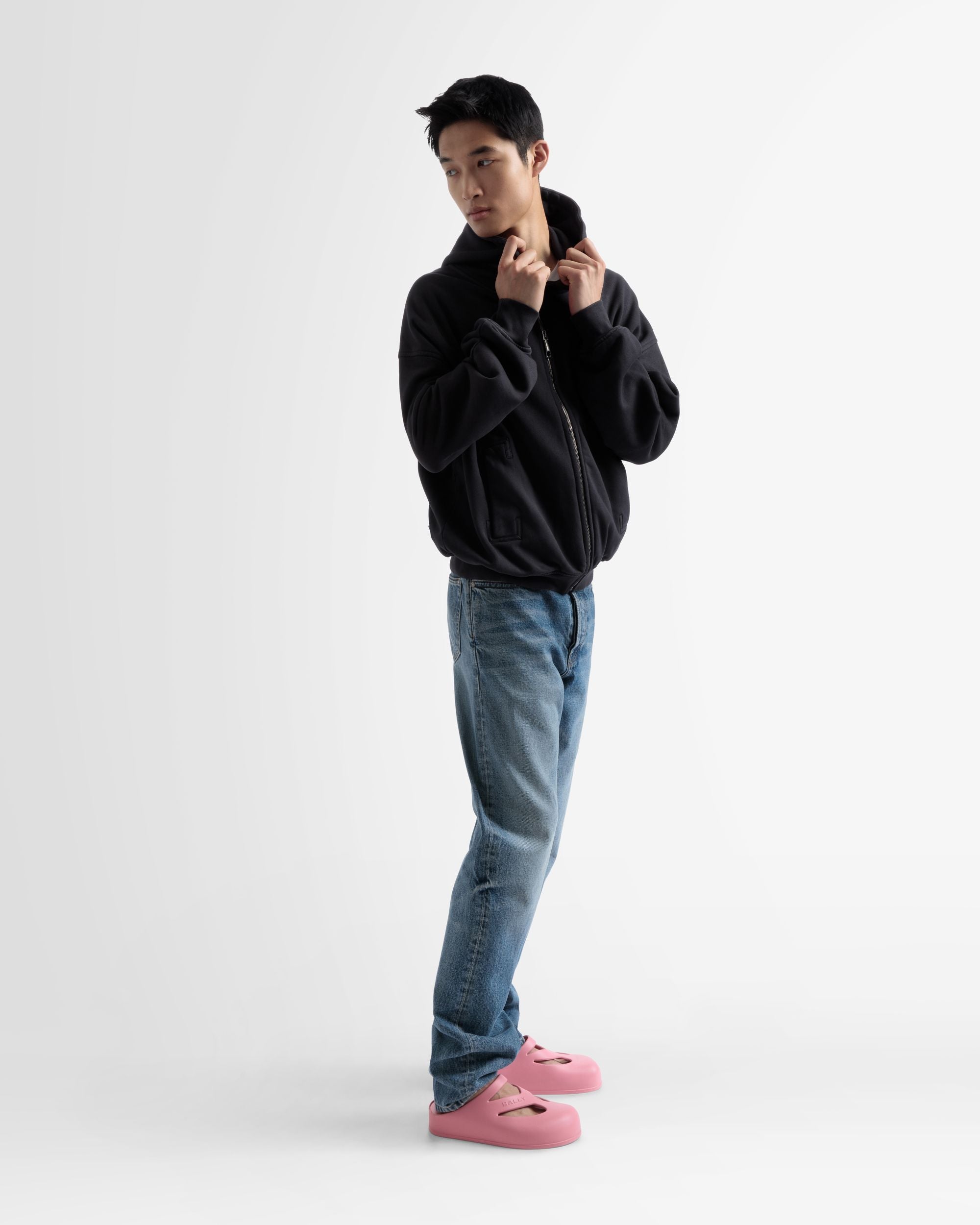 Cotton Zipped Hooded Sweater In Black - Men's - Bally - 05