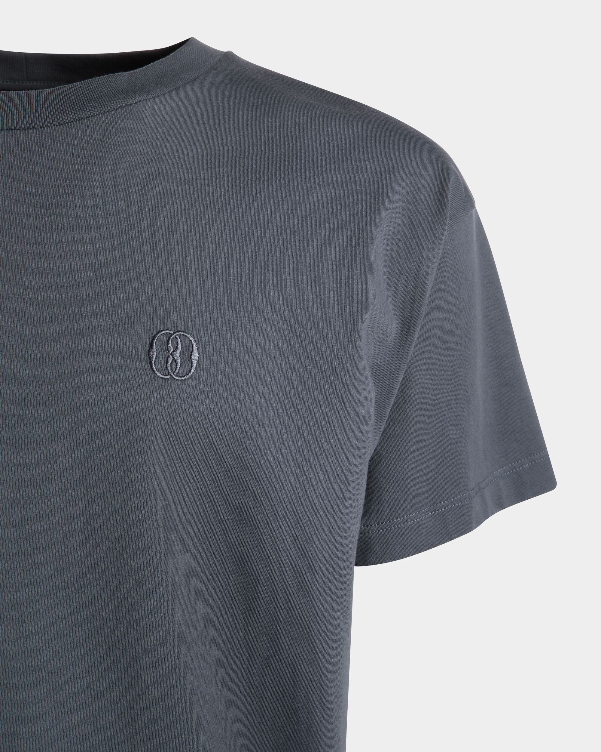 Emblem Embroidered T-Shirt In Stone Cotton - Men's - Bally - 02
