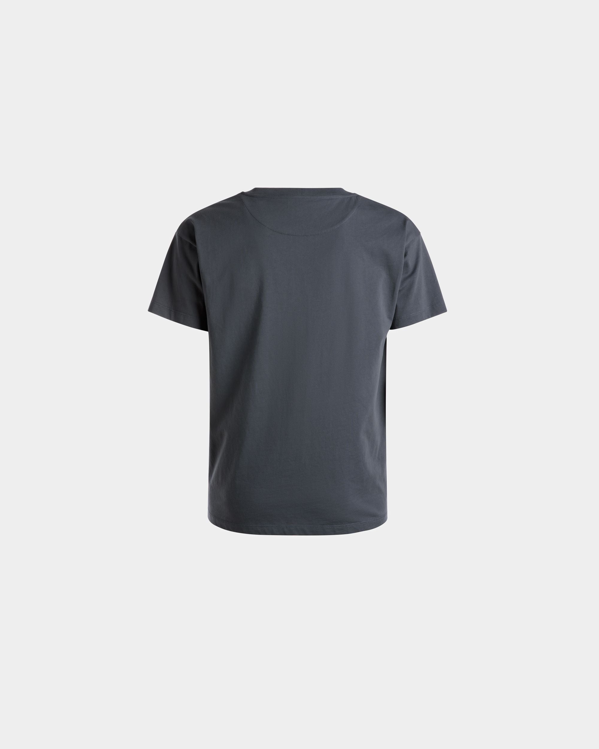 Emblem Embroidered T-Shirt In Stone Cotton - Men's - Bally - 03
