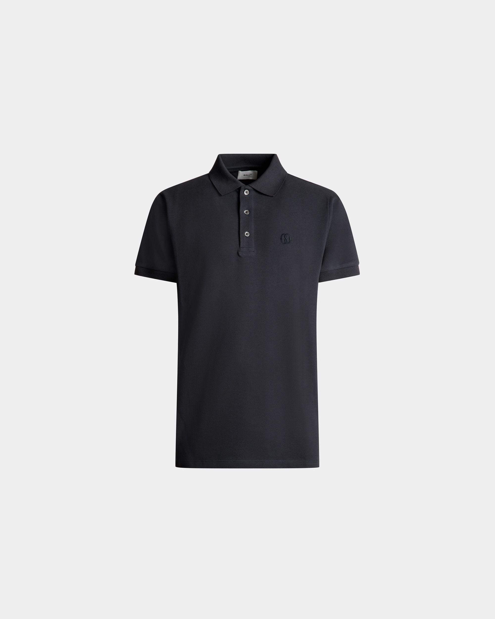Short Sleeve Polo In Midnight Cotton - Men's - Bally - 01