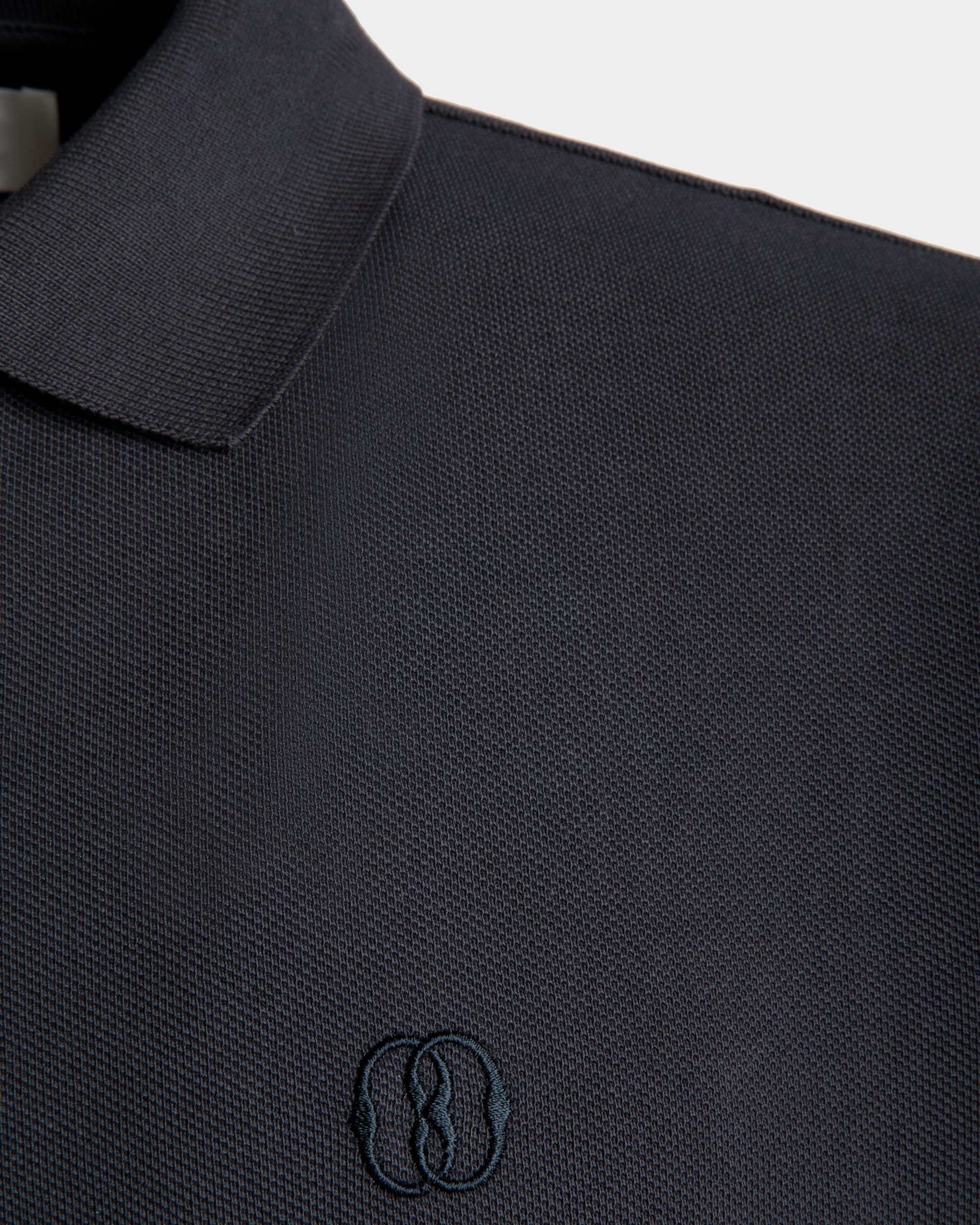 Short Sleeve Polo In Midnight Cotton - Men's - Bally - 02