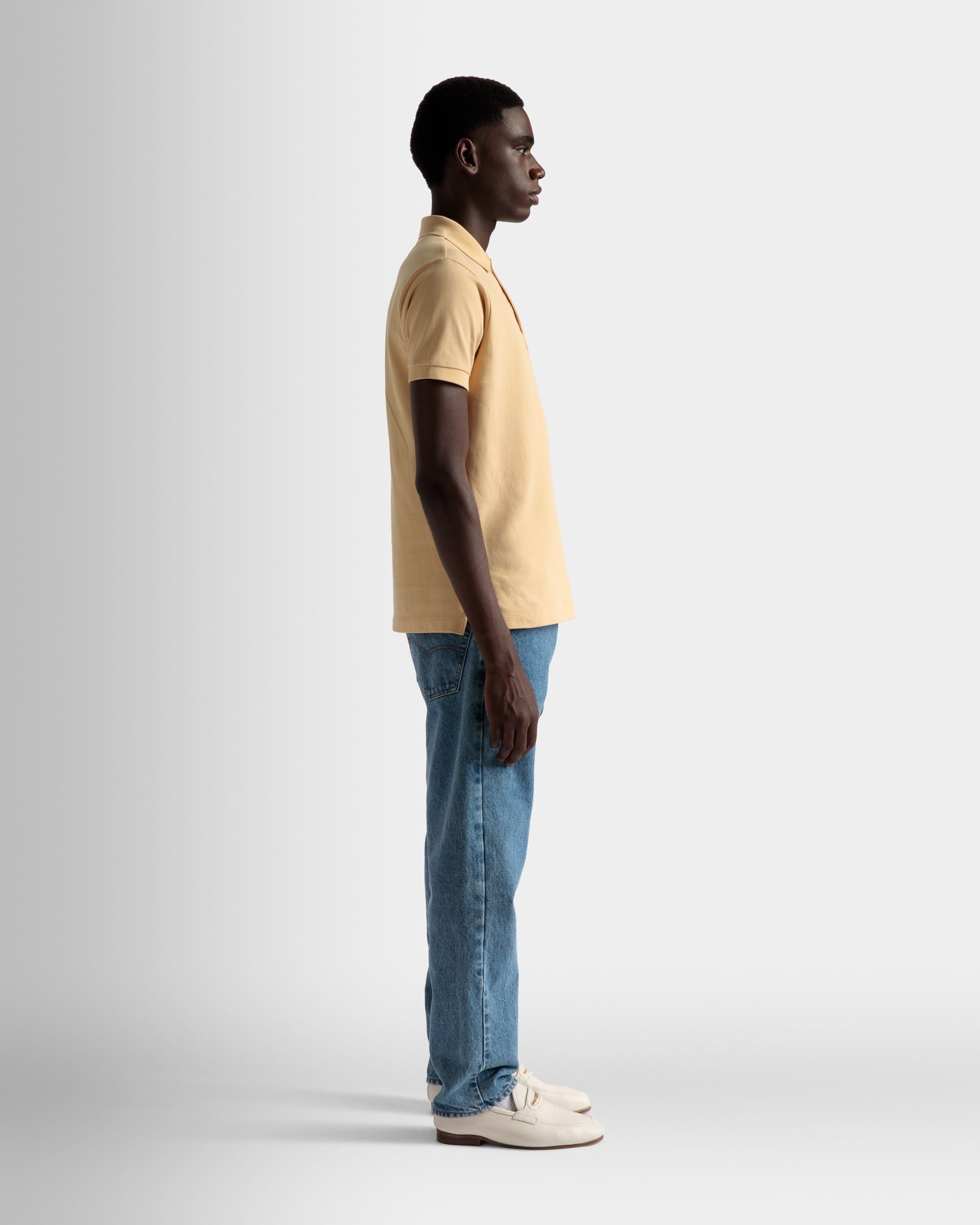 Emblem Polo In Cream Cotton - Men's - Bally - 05