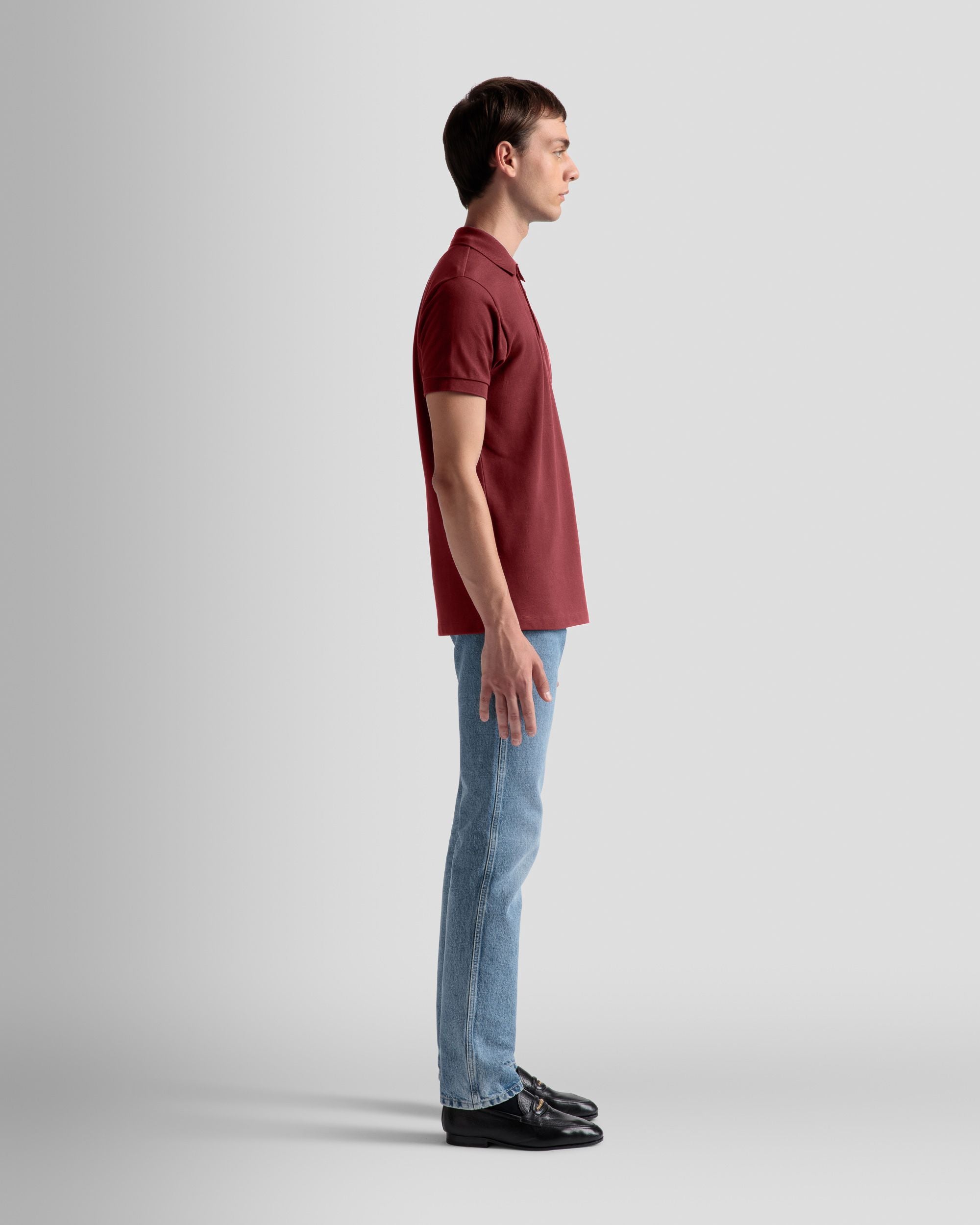 Emblem Polo In Burgundy Cotton - Men's - Bally - 05