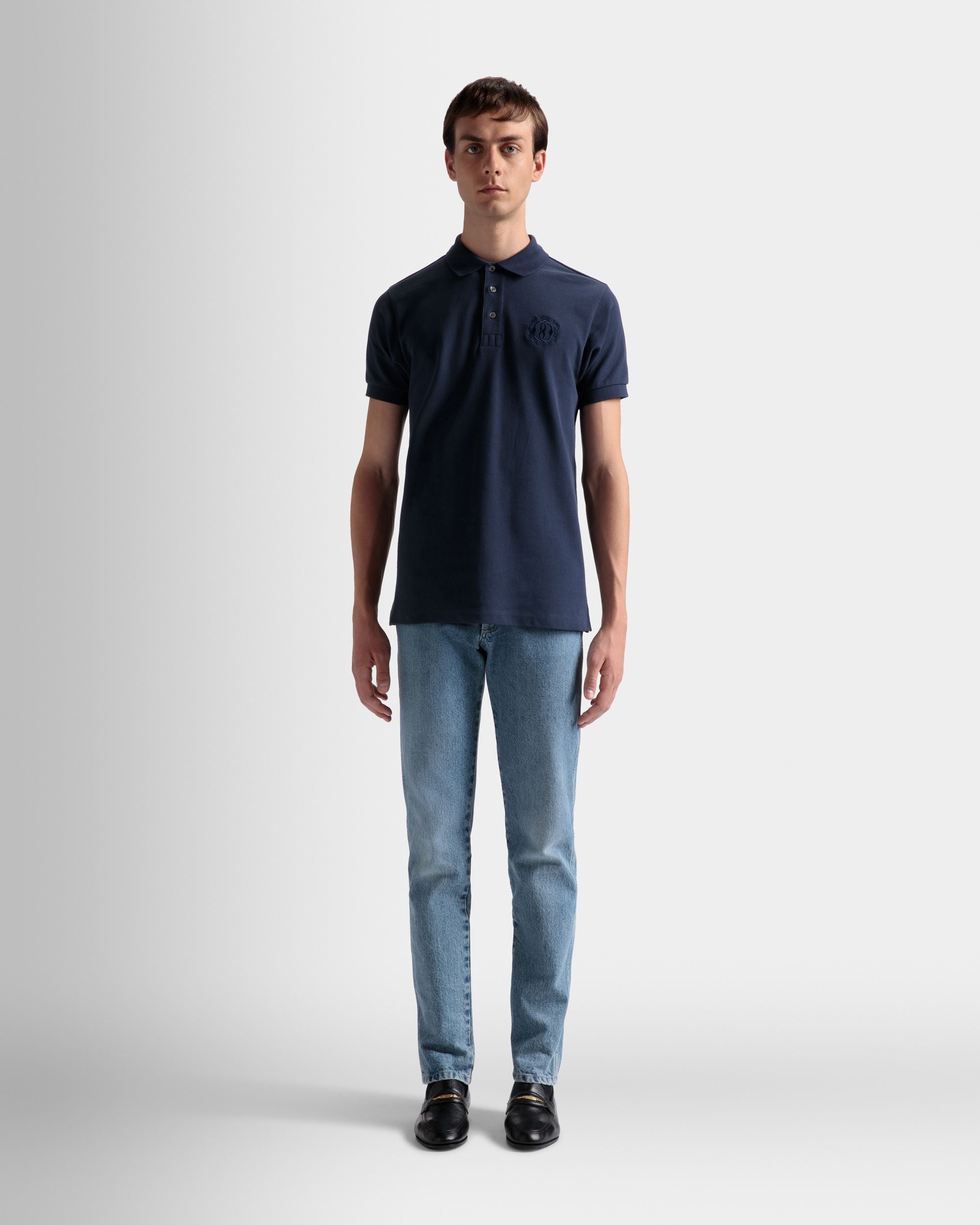 Polo Shirt in Navy Blue cotton - Men's - Bally - 02