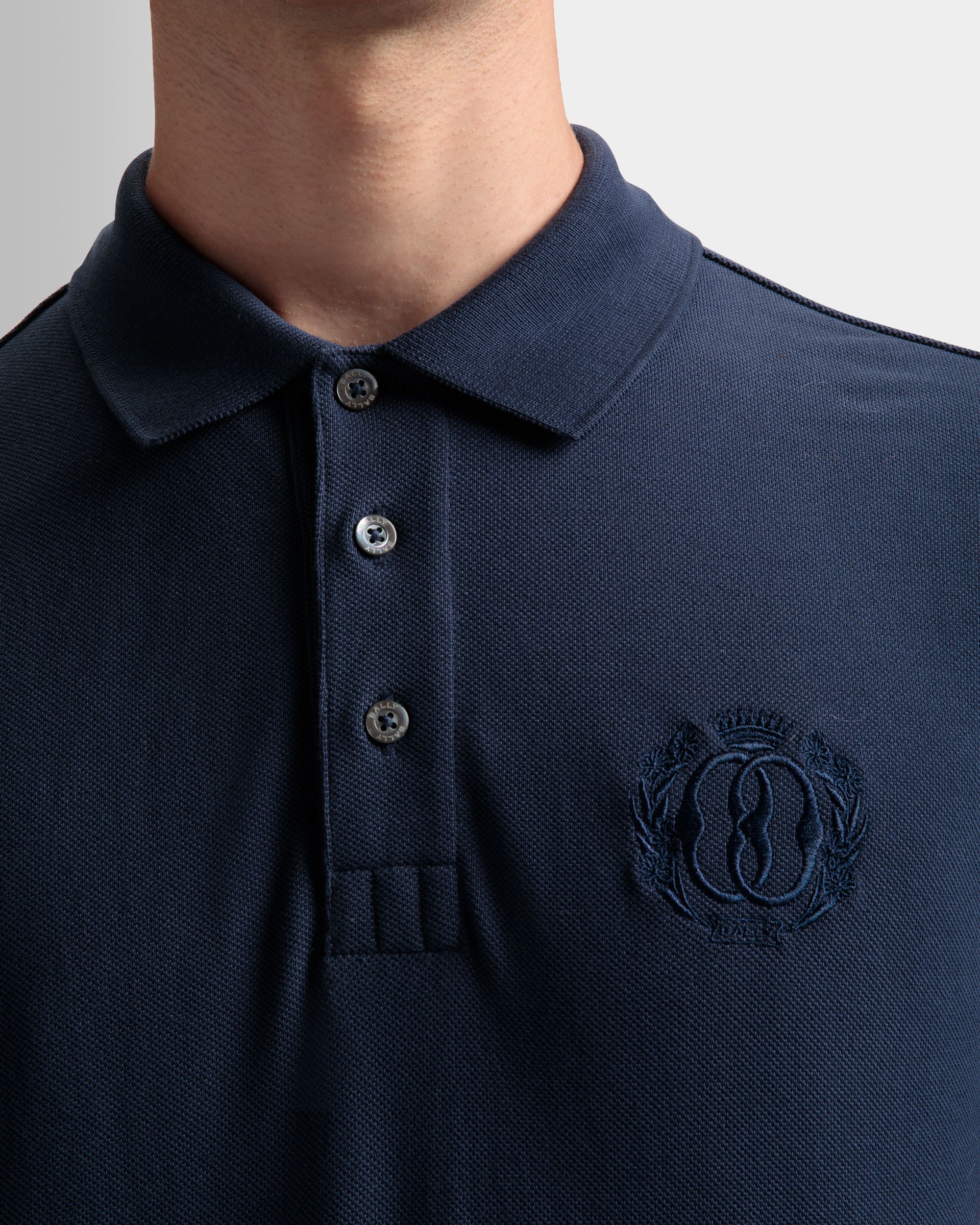 Polo Shirt in Navy Blue cotton - Men's - Bally - 04