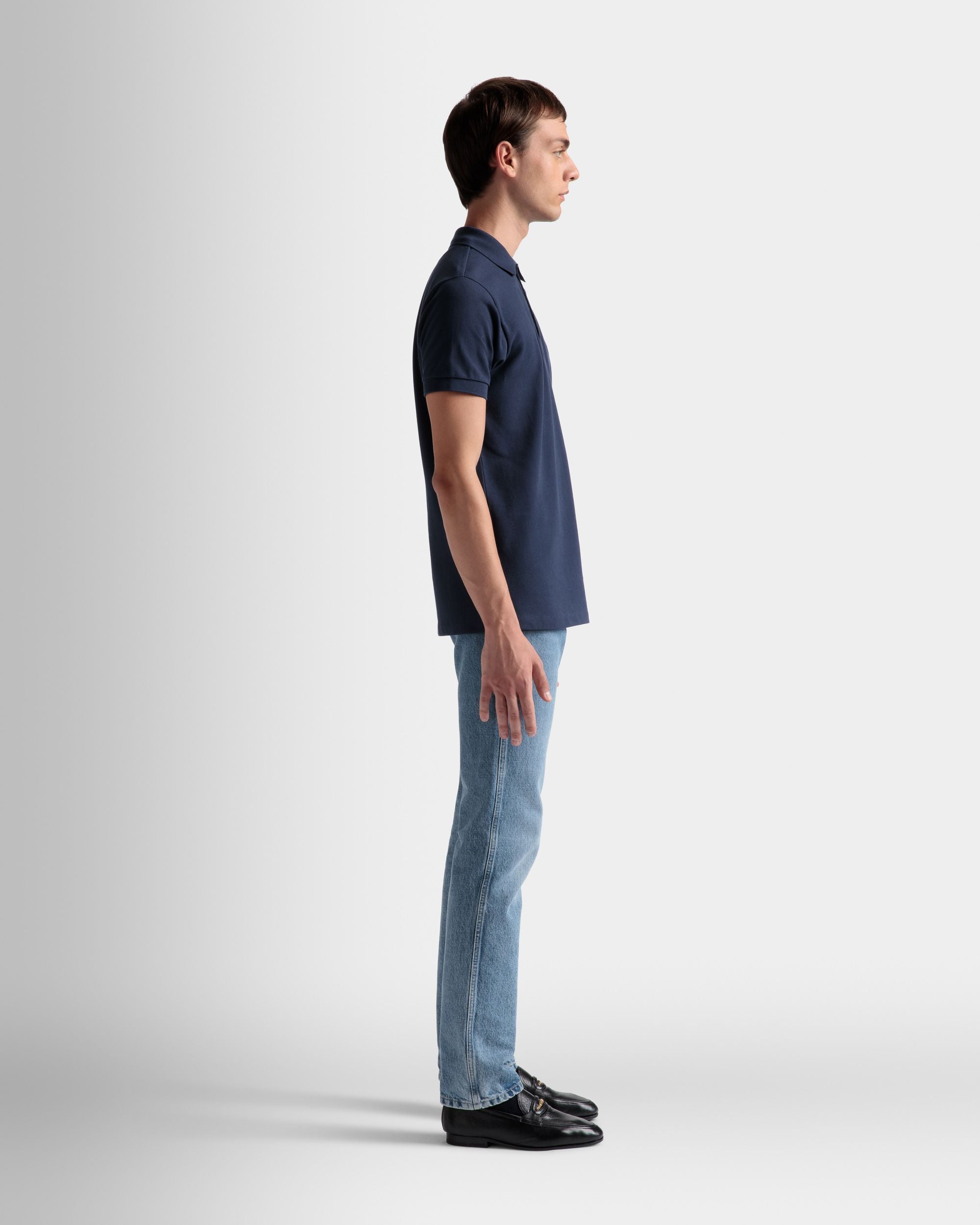 Polo Shirt in Navy Blue cotton - Men's - Bally - 05