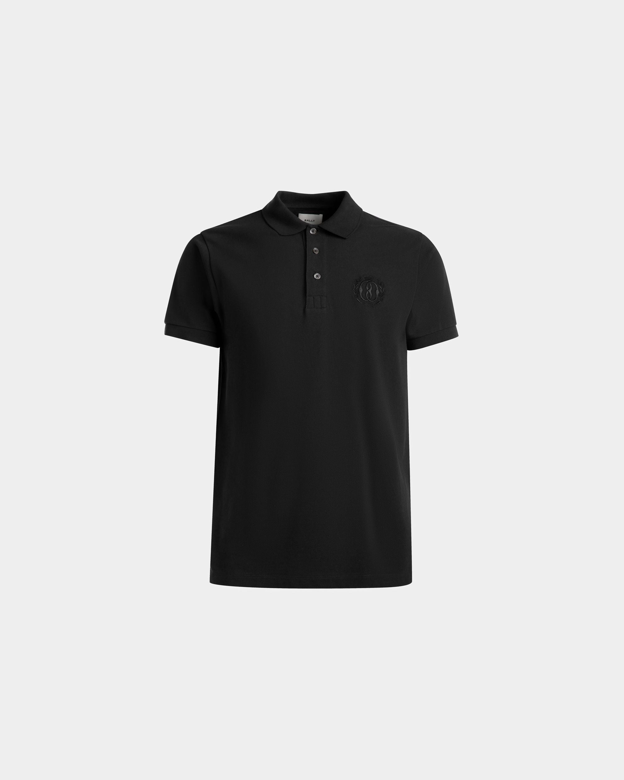 Emblem Polo In Black Cotton - Men's - Bally - 01