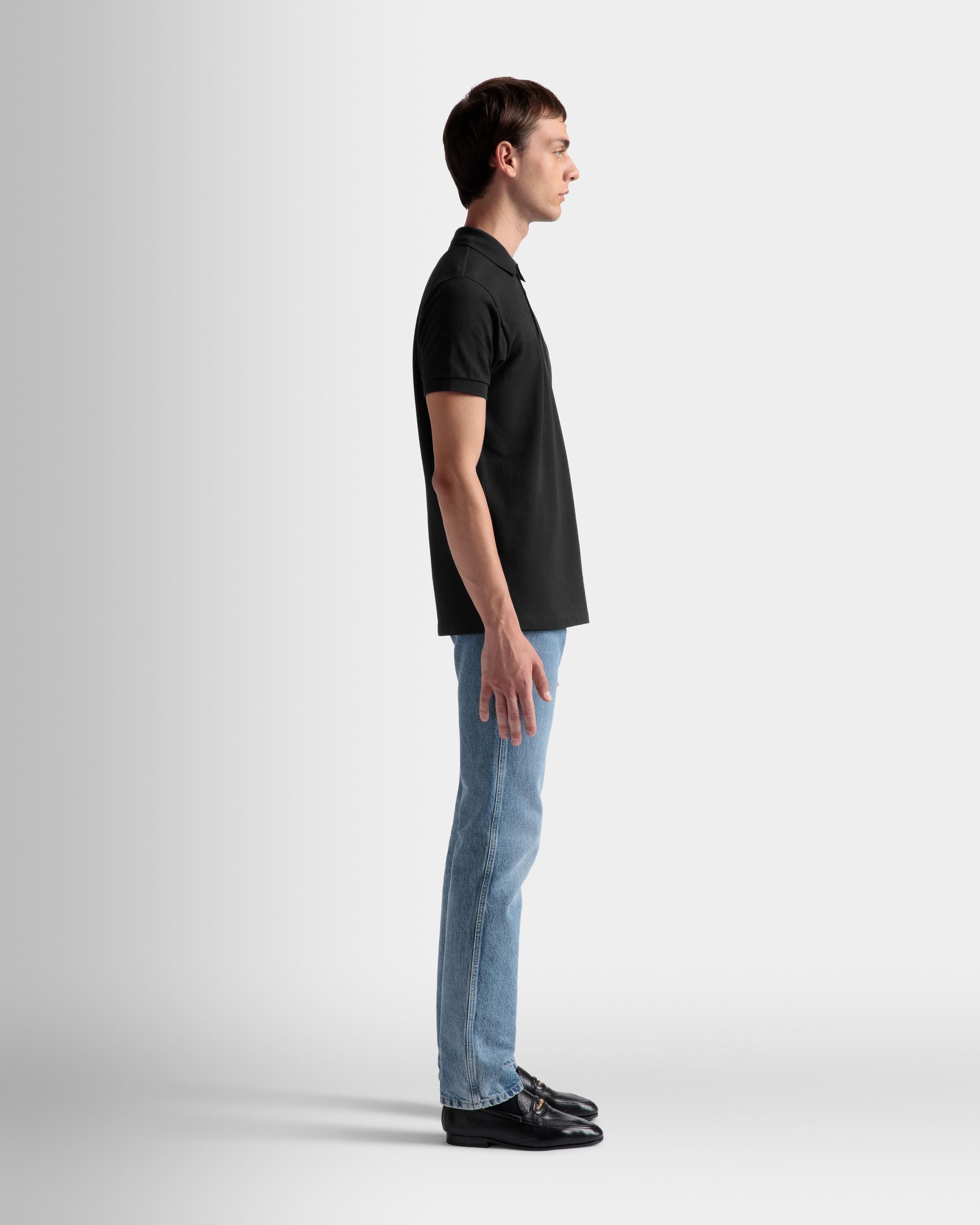 Emblem Polo In Black Cotton - Men's - Bally - 05