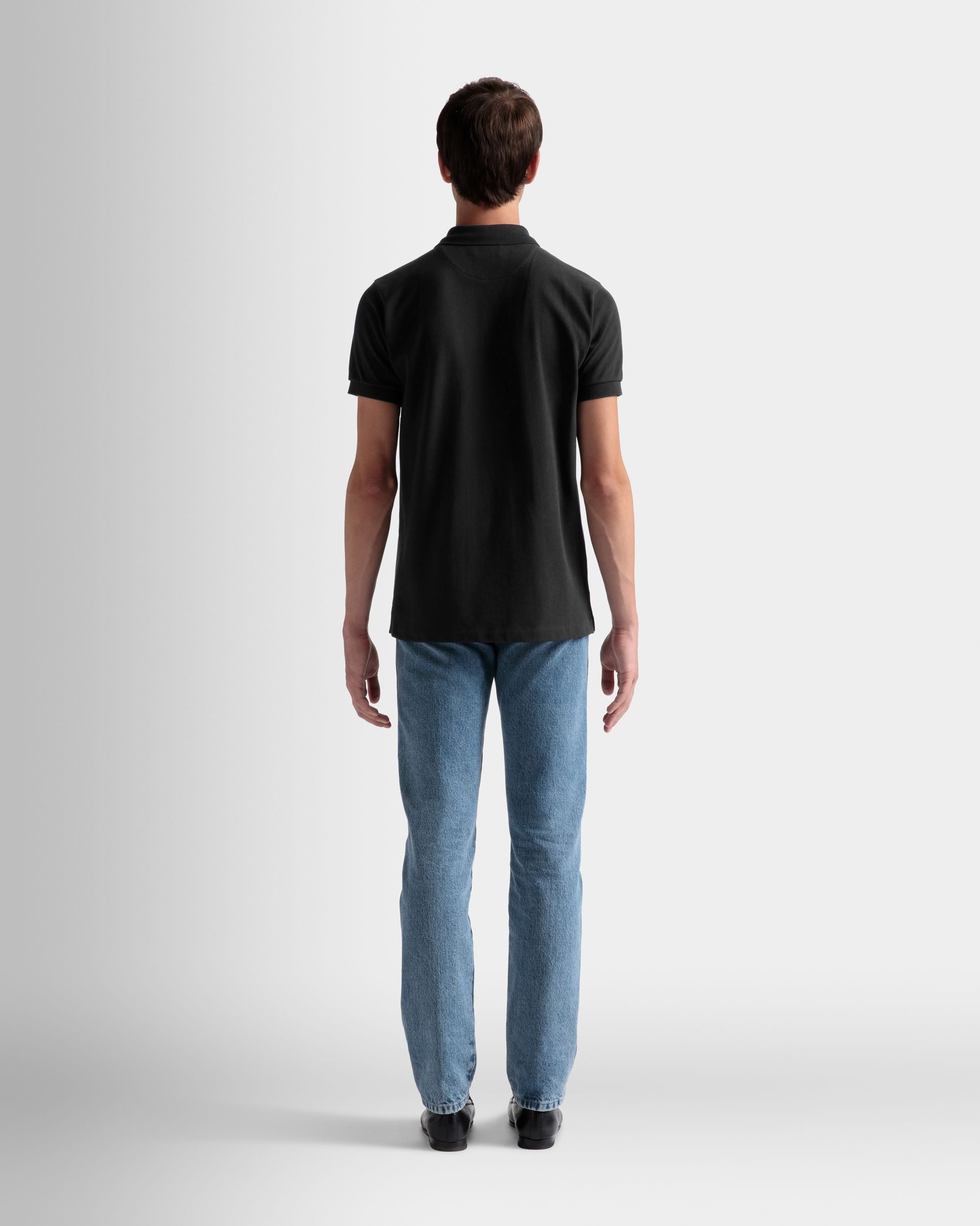 Emblem Polo In Black Cotton - Men's - Bally - 06