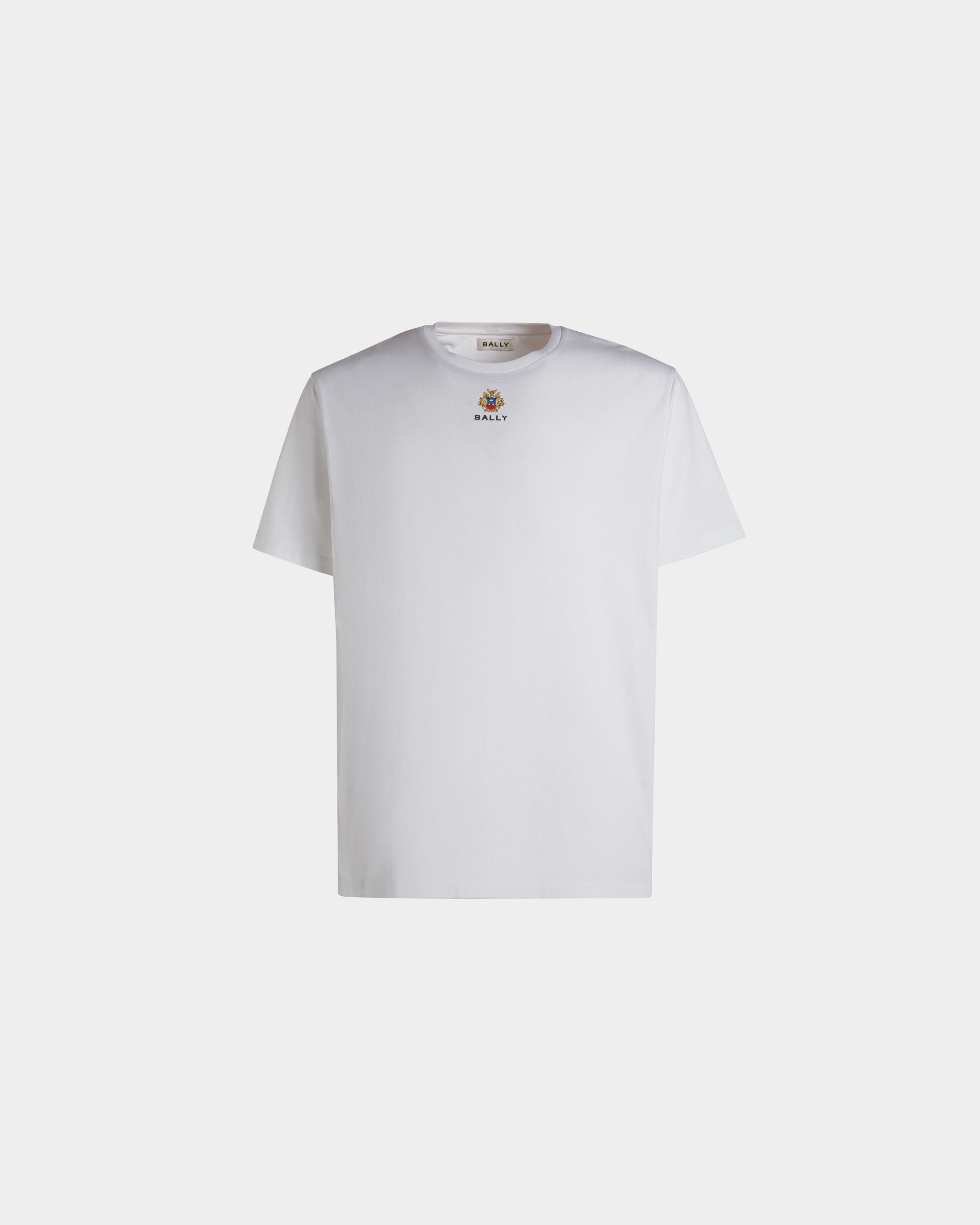 T-Shirt With a Bally Crest Logo In White Cotton - Men's - Bally - 01