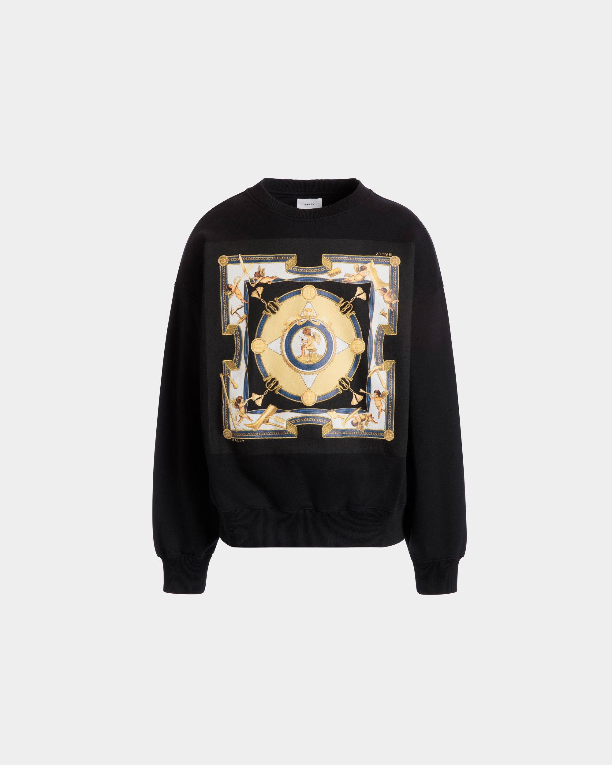 Printed Sweatshirt In Black Cotton - Men's - Bally - 01