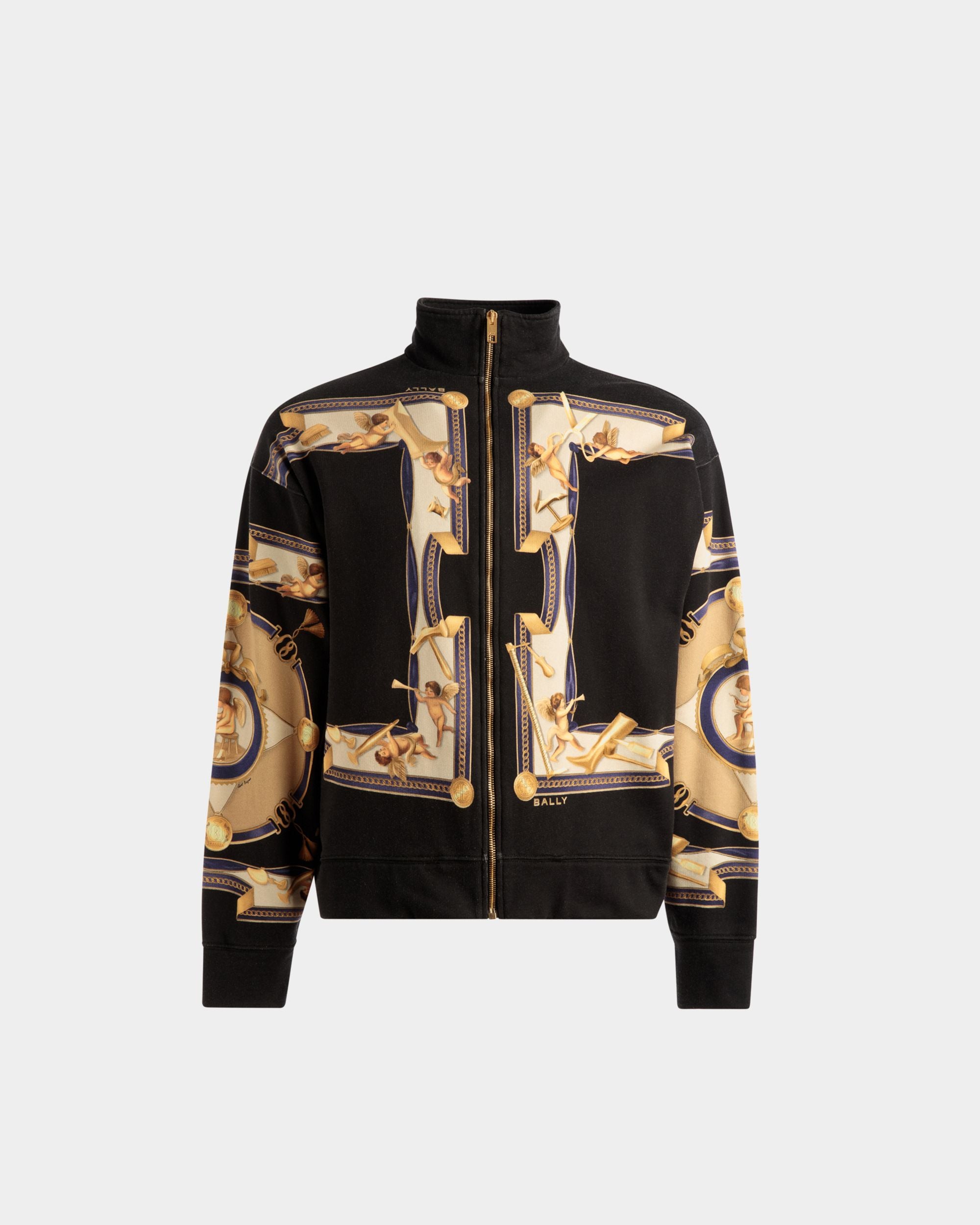 Printed Sweatshirt In Black Cotton - Men's - Bally - 01
