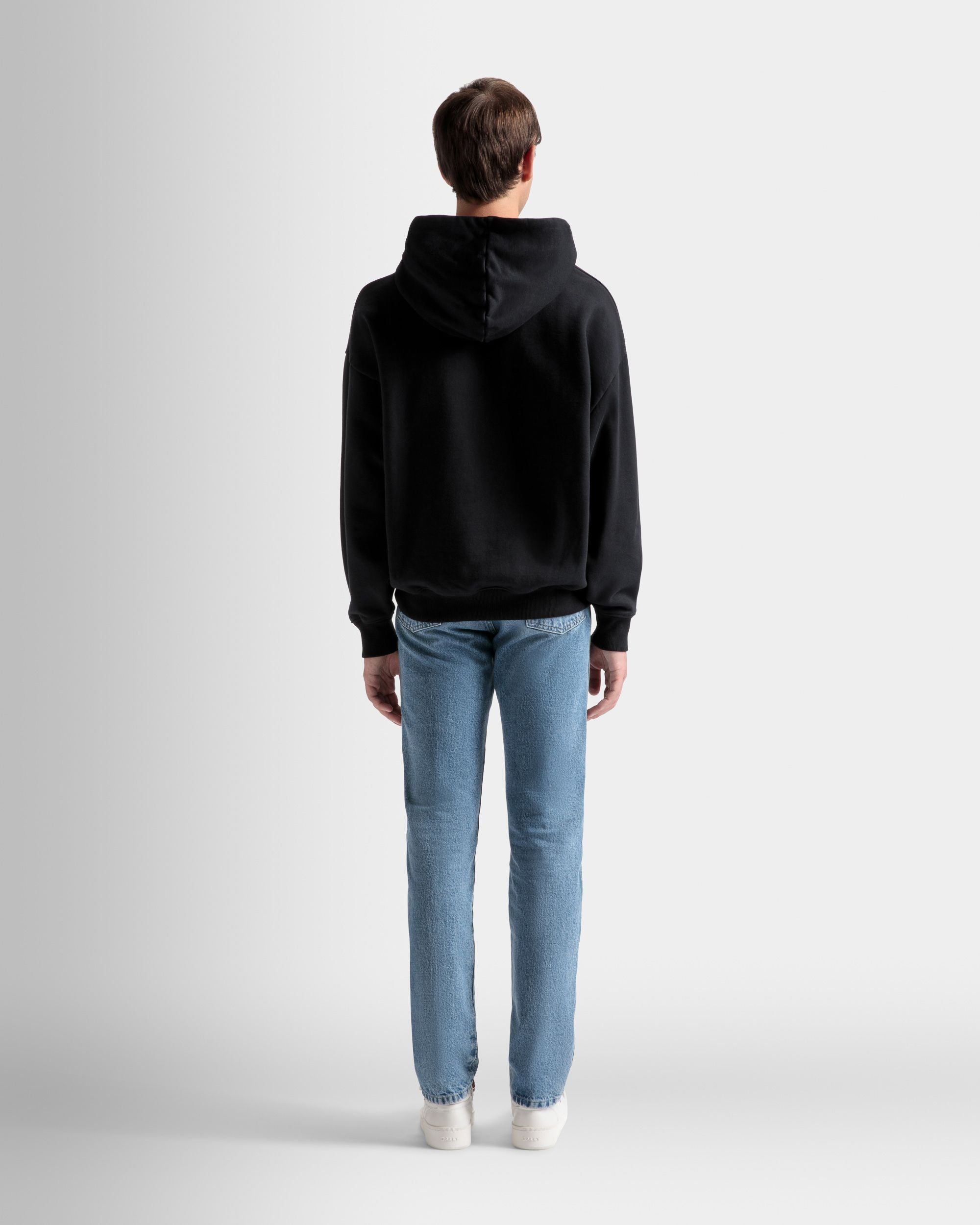 Logo Hooded Sweatshirt In Black Cotton - Men's - Bally - 06