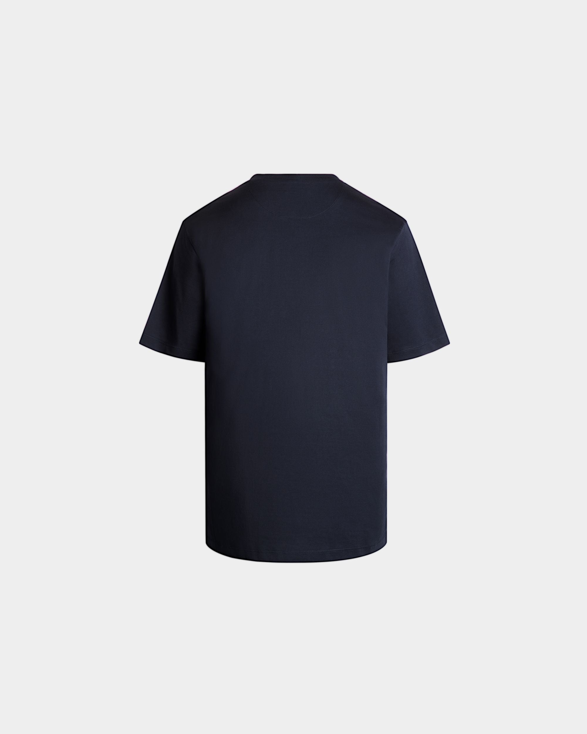 T-Shirt With Bally Crest Label In Navy Blue Cotton - Men's - Bally - 04