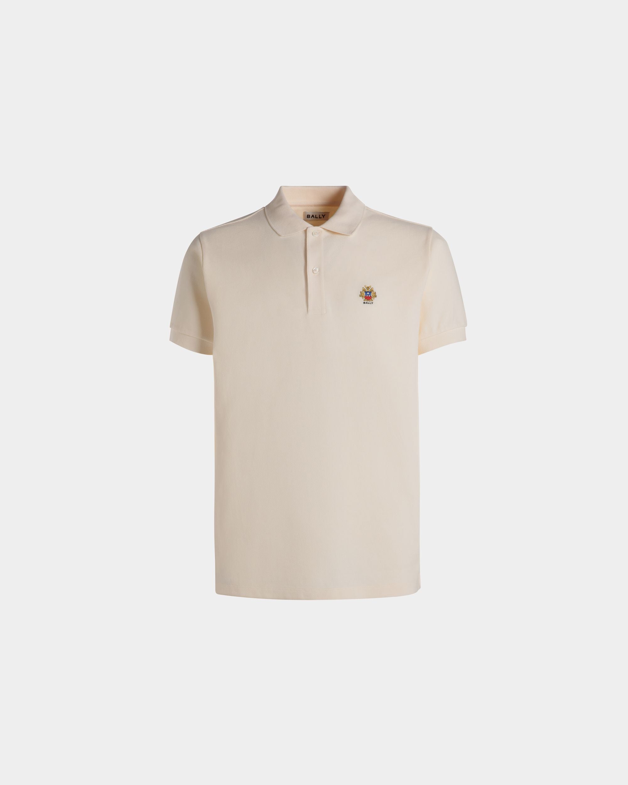 Polo With a Bally Crest Logo In White Cotton - Men's - Bally - 01