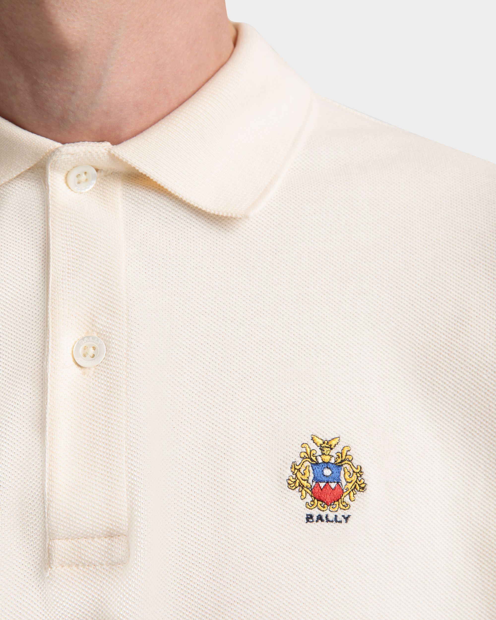Polo With a Bally Crest Logo In White Cotton - Men's - Bally - 03